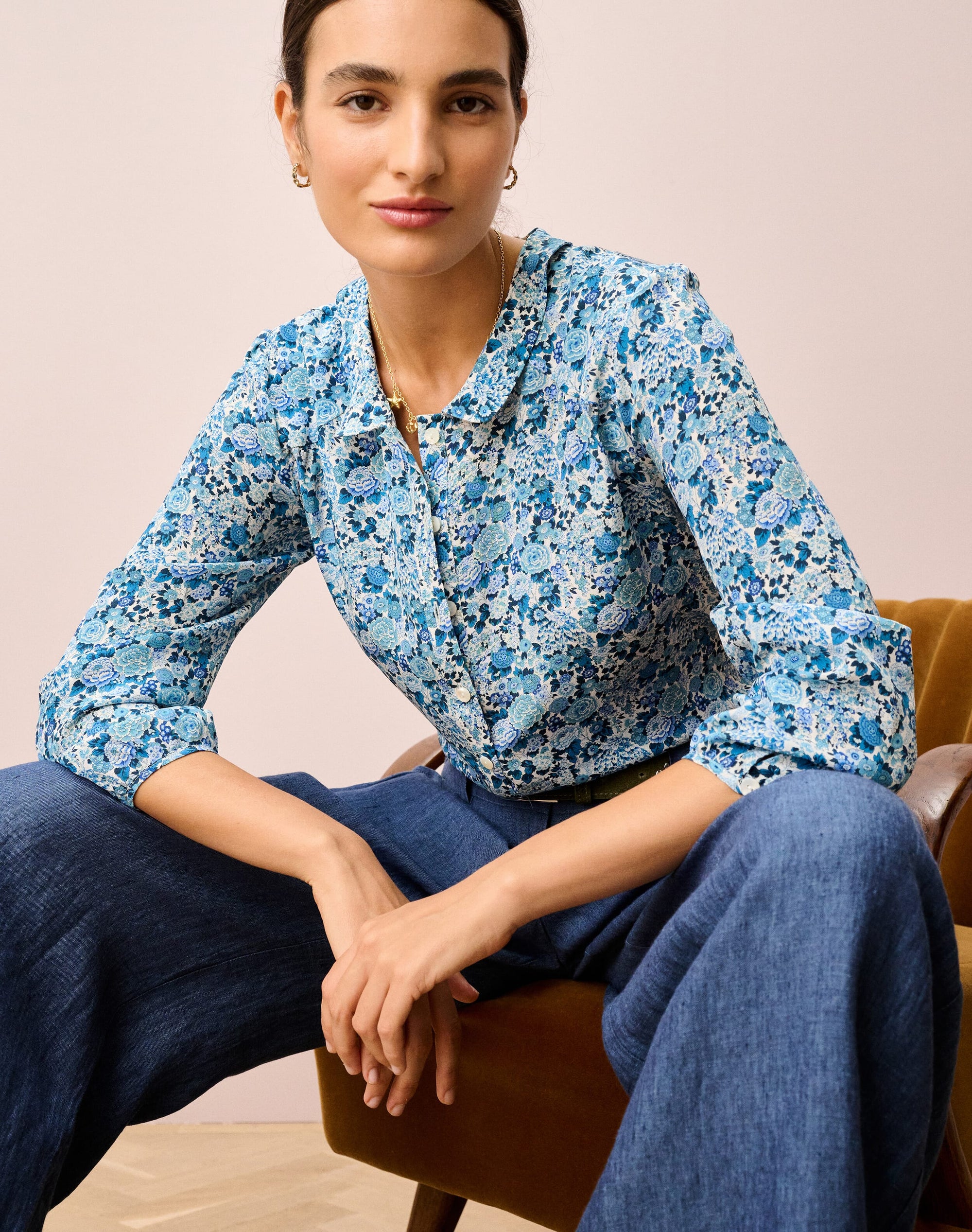Liberty Print Silk Peter Pan Blouse