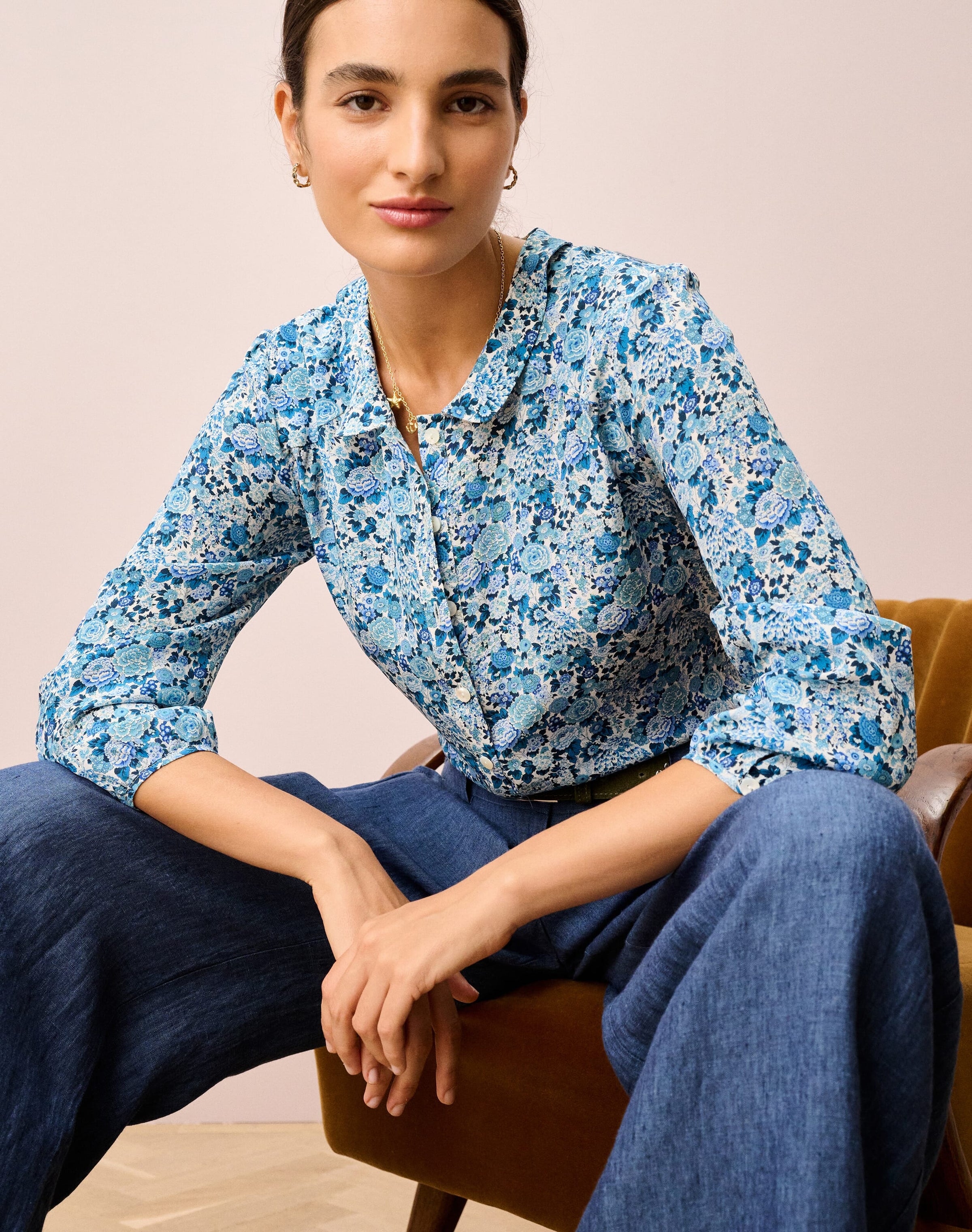 Liberty Print Silk Peter Pan Blouse
