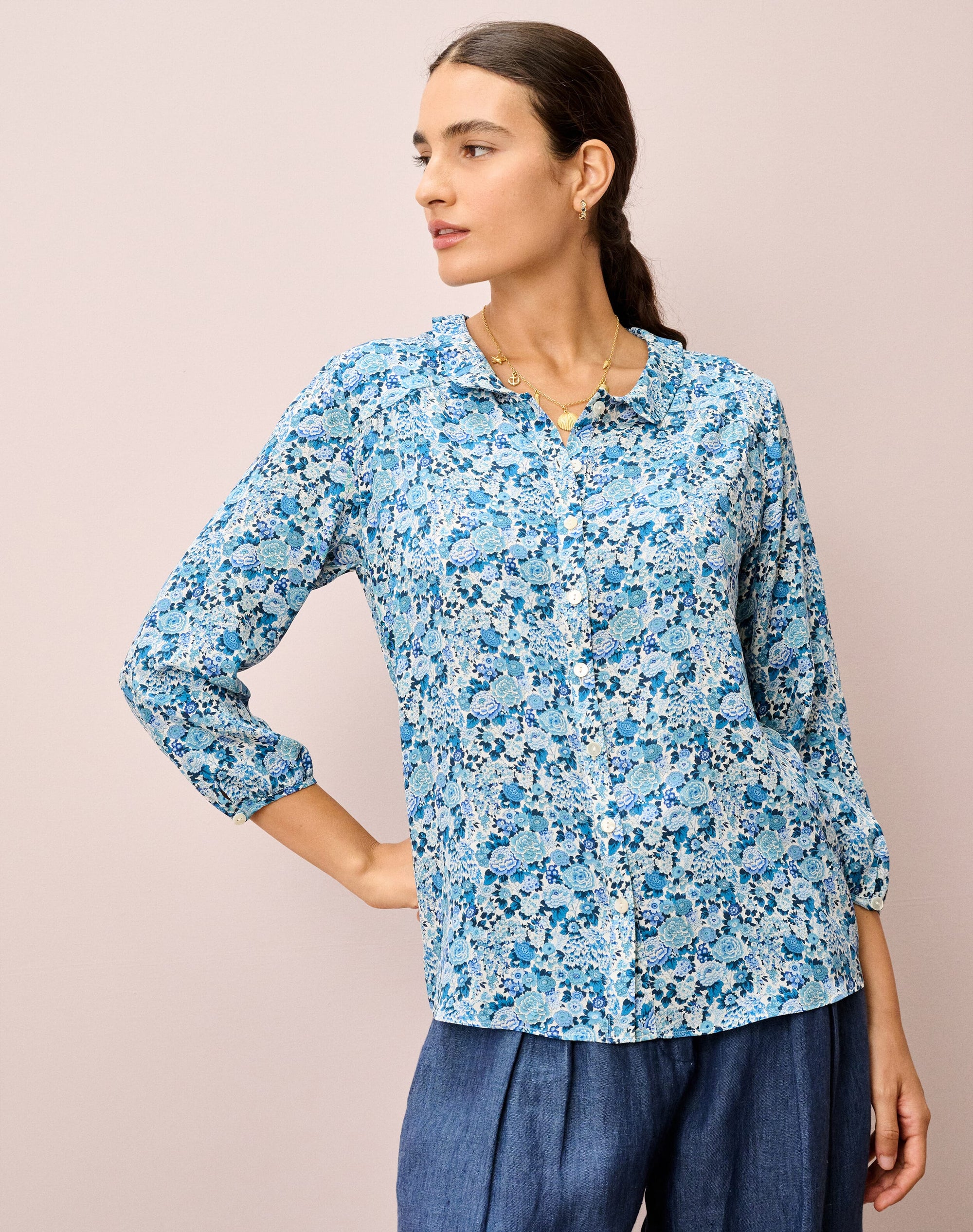 Liberty Print Silk Peter Pan Blouse