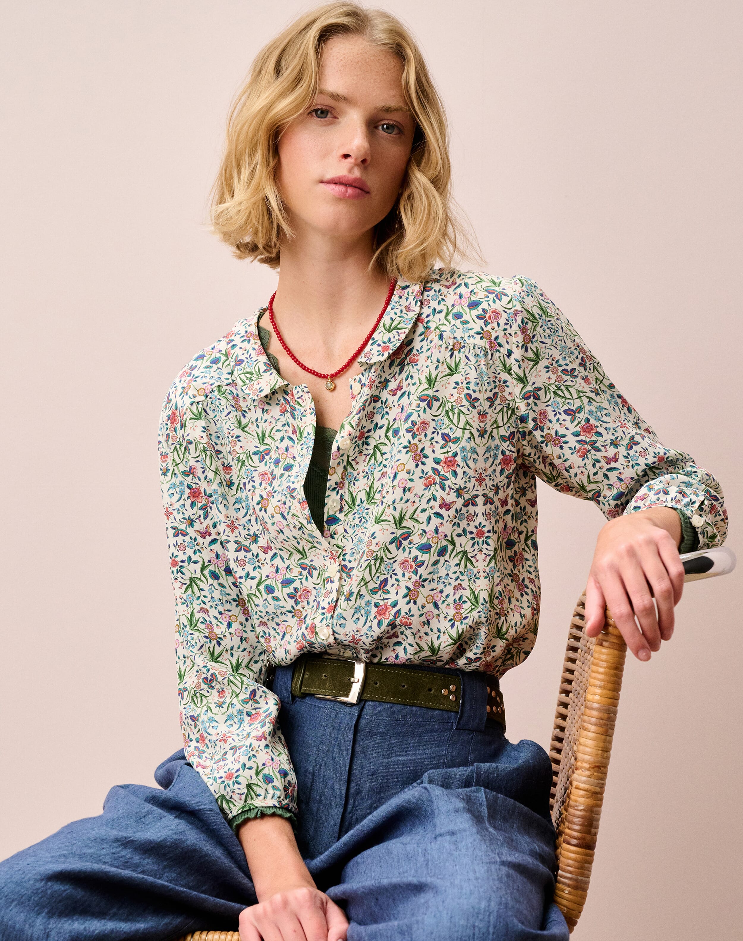 Liberty Print Silk Peter Pan Blouse