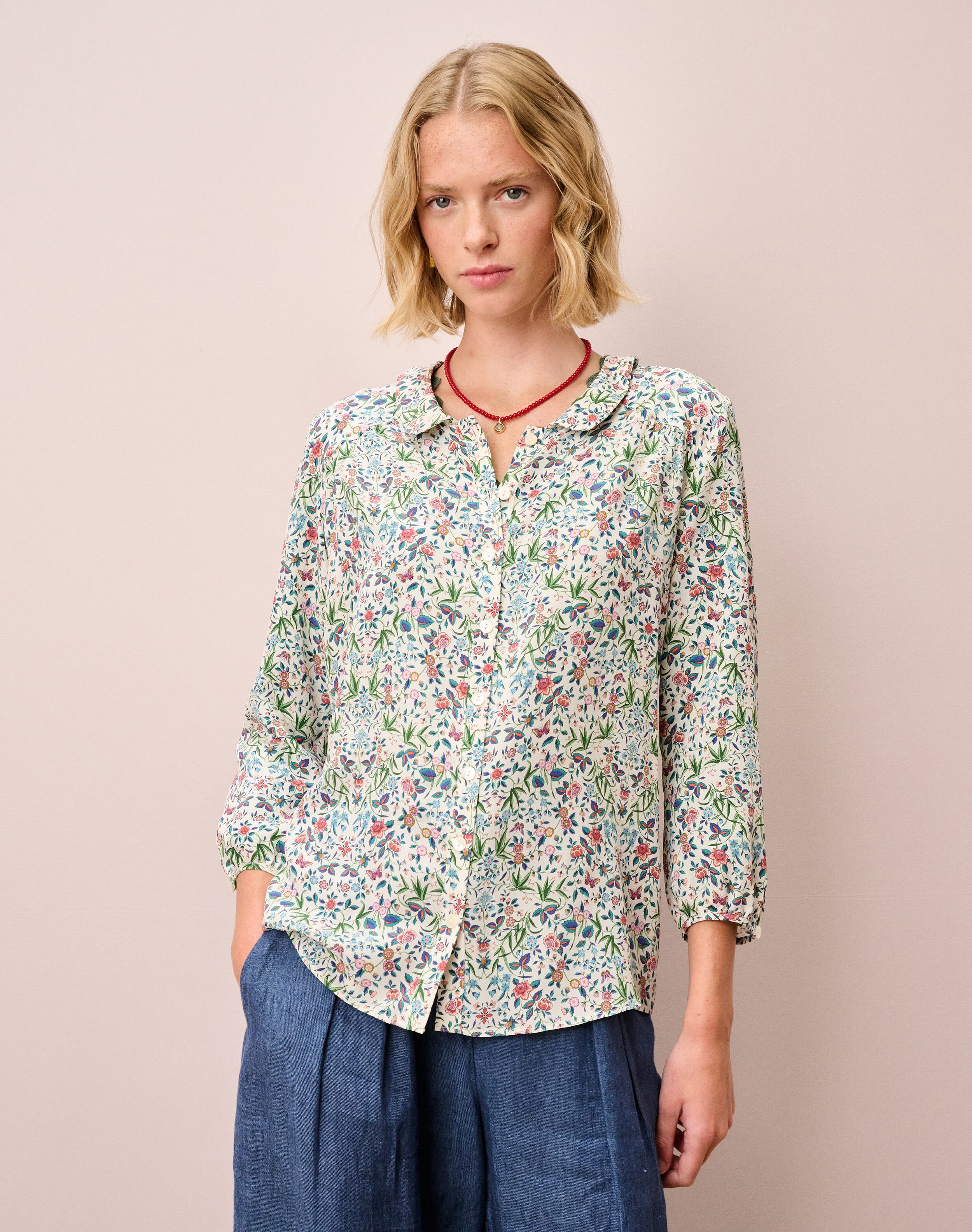 Liberty Print Silk Peter Pan Blouse