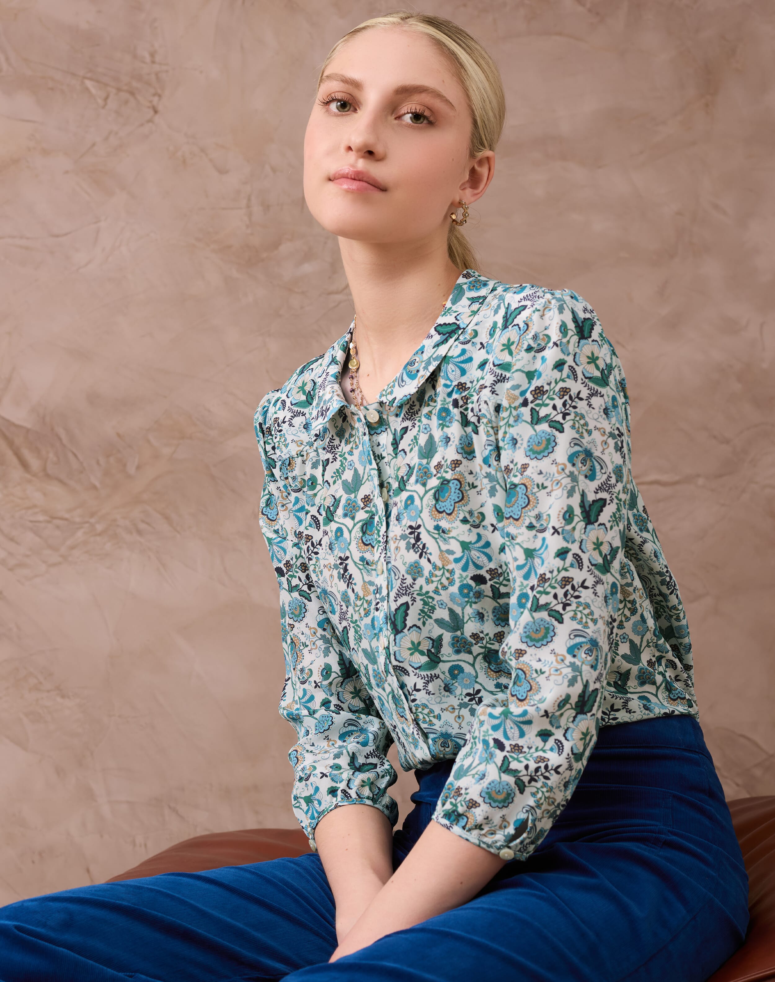 Liberty Print Silk Peter Pan Blouse