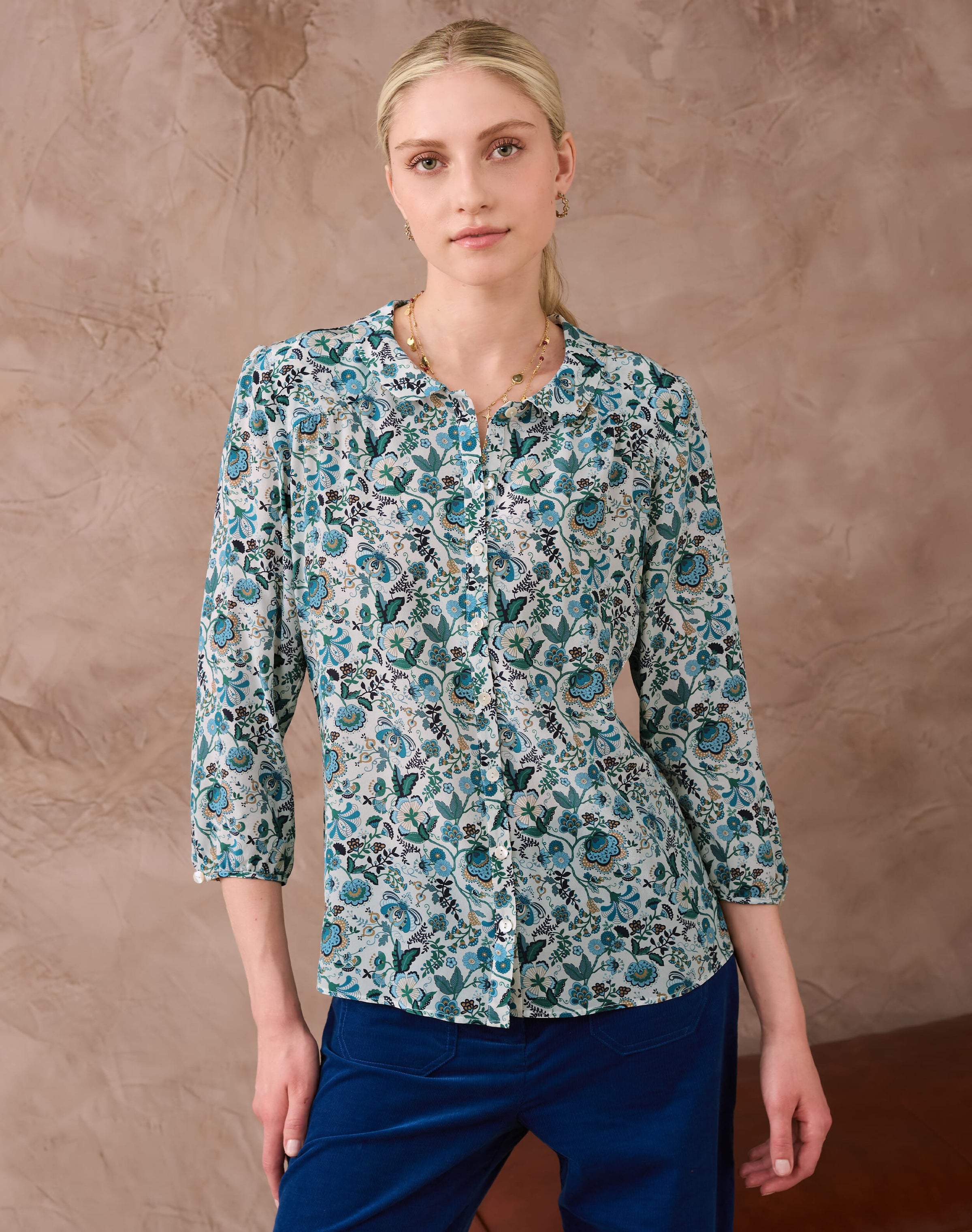 Liberty Print Silk Peter Pan Blouse
