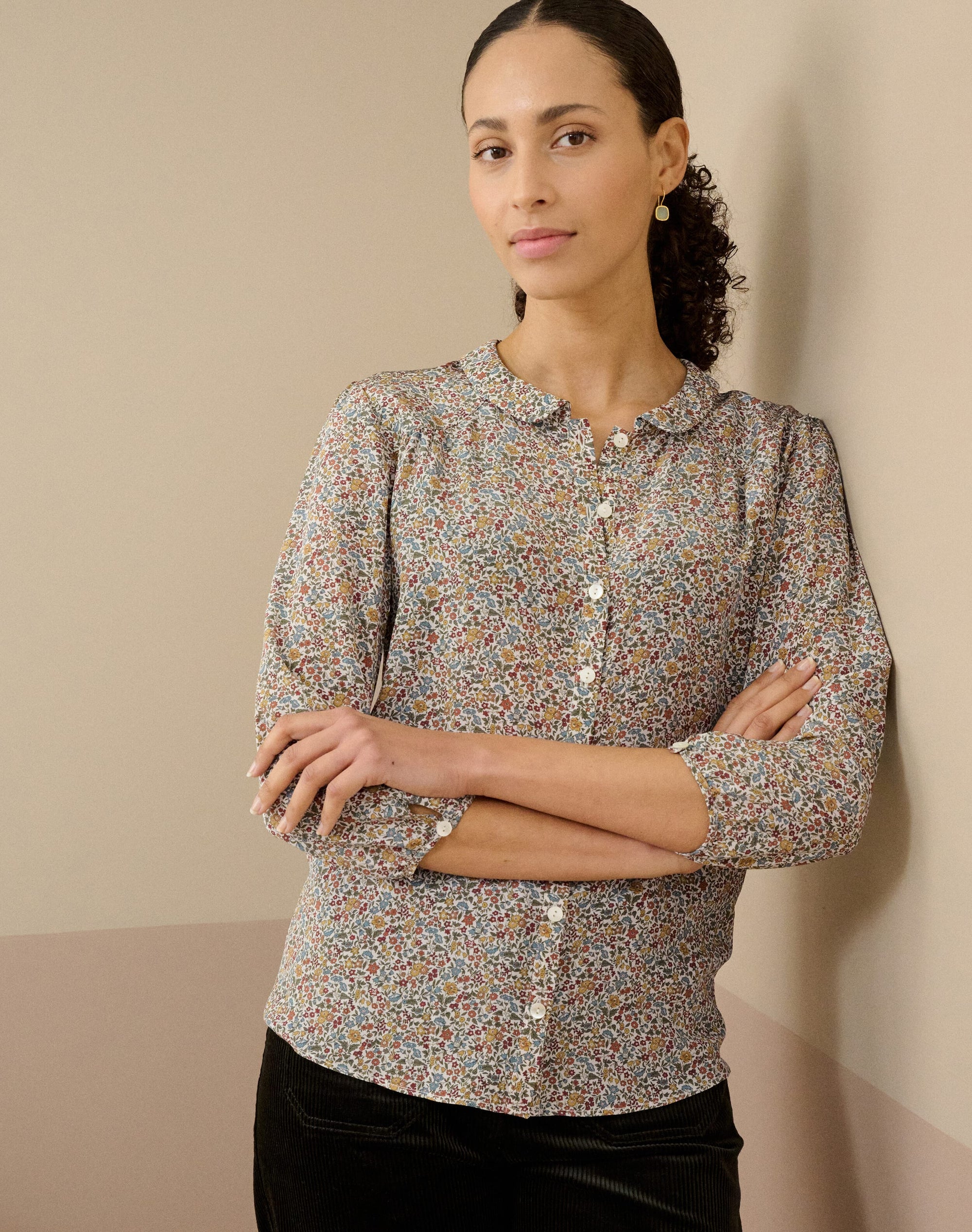 Liberty Print Silk Peter Pan Blouse