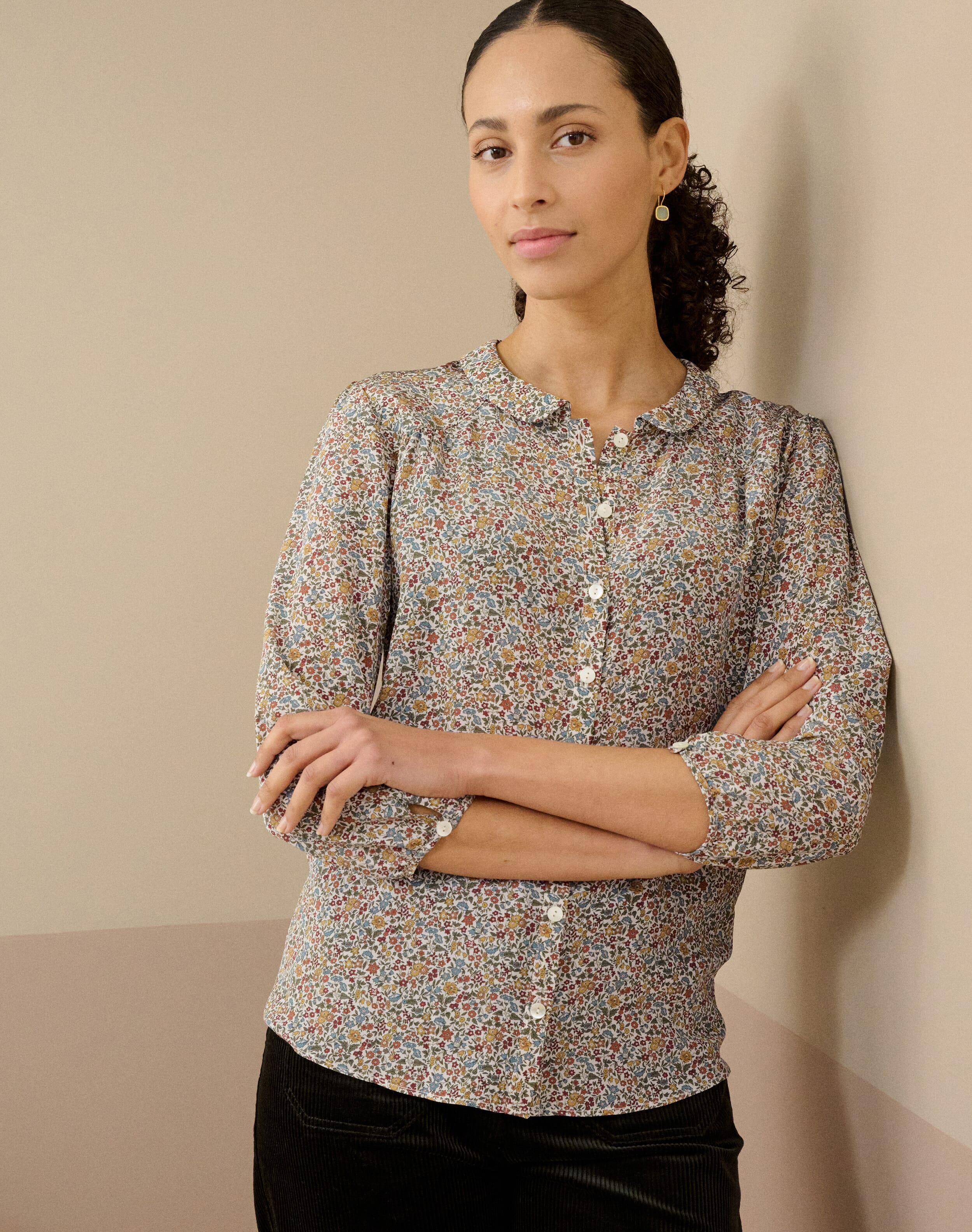 Liberty Print Silk Peter Pan Blouse