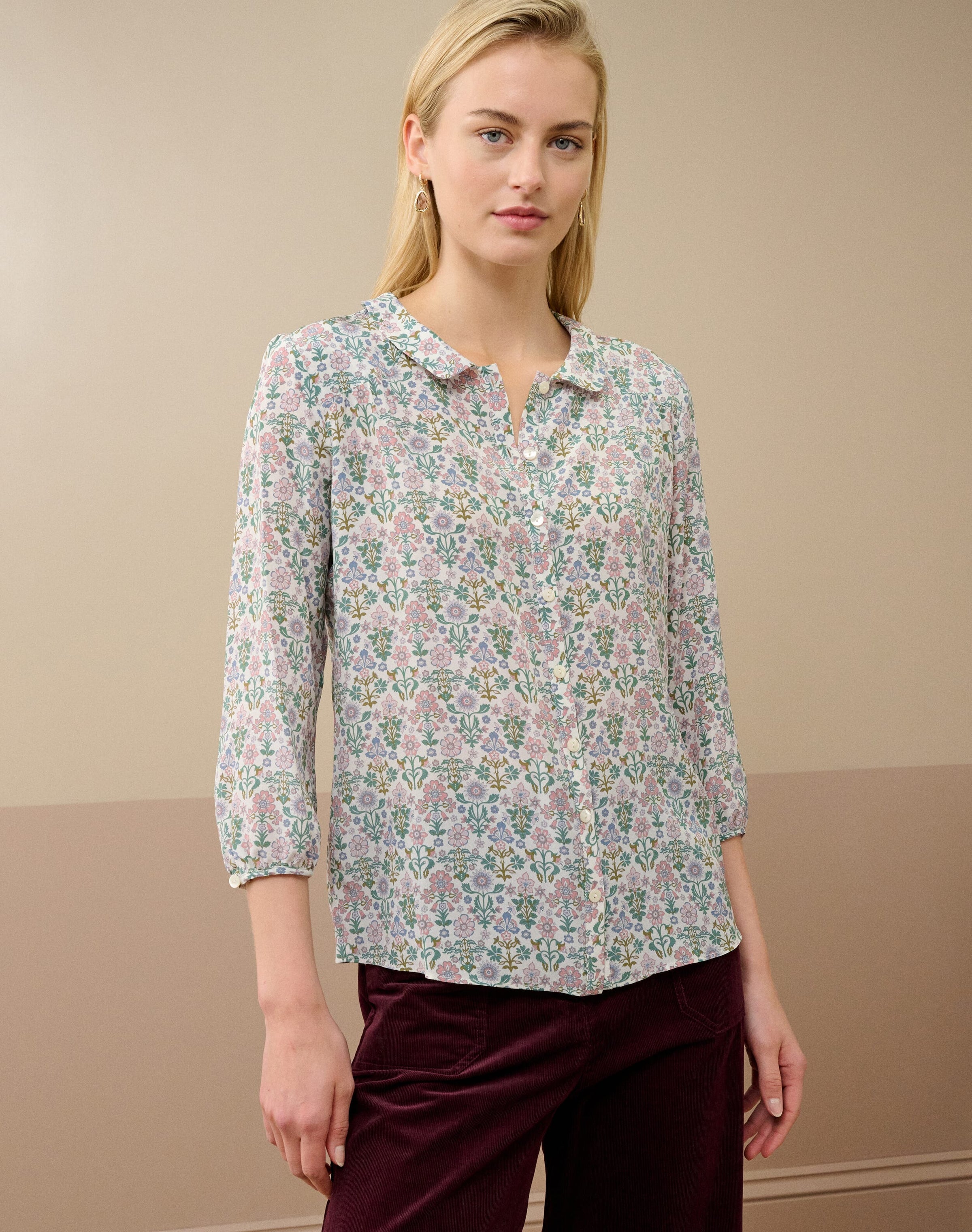 Liberty Print Silk Peter Pan Blouse