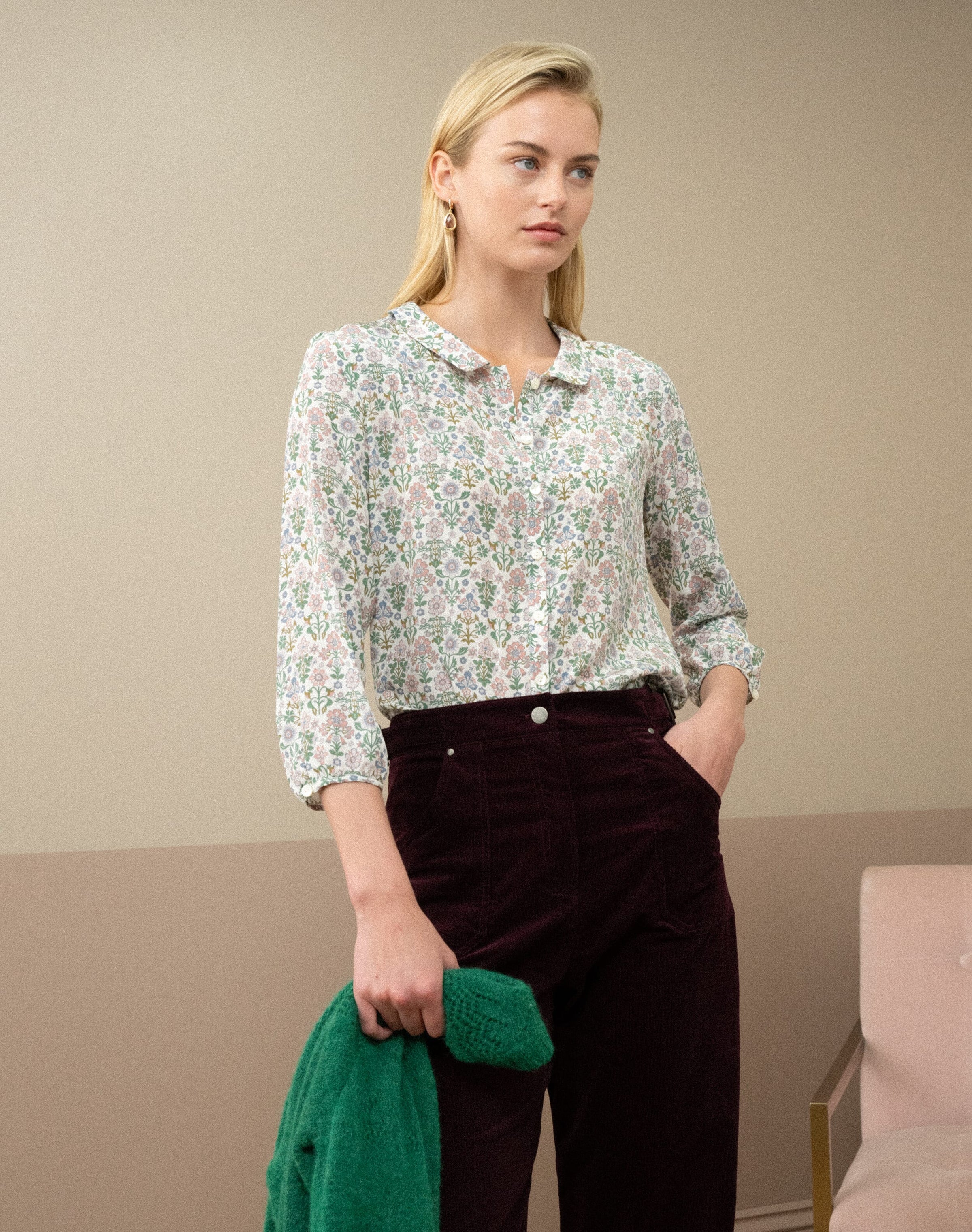 Liberty Print Silk Peter Pan Blouse