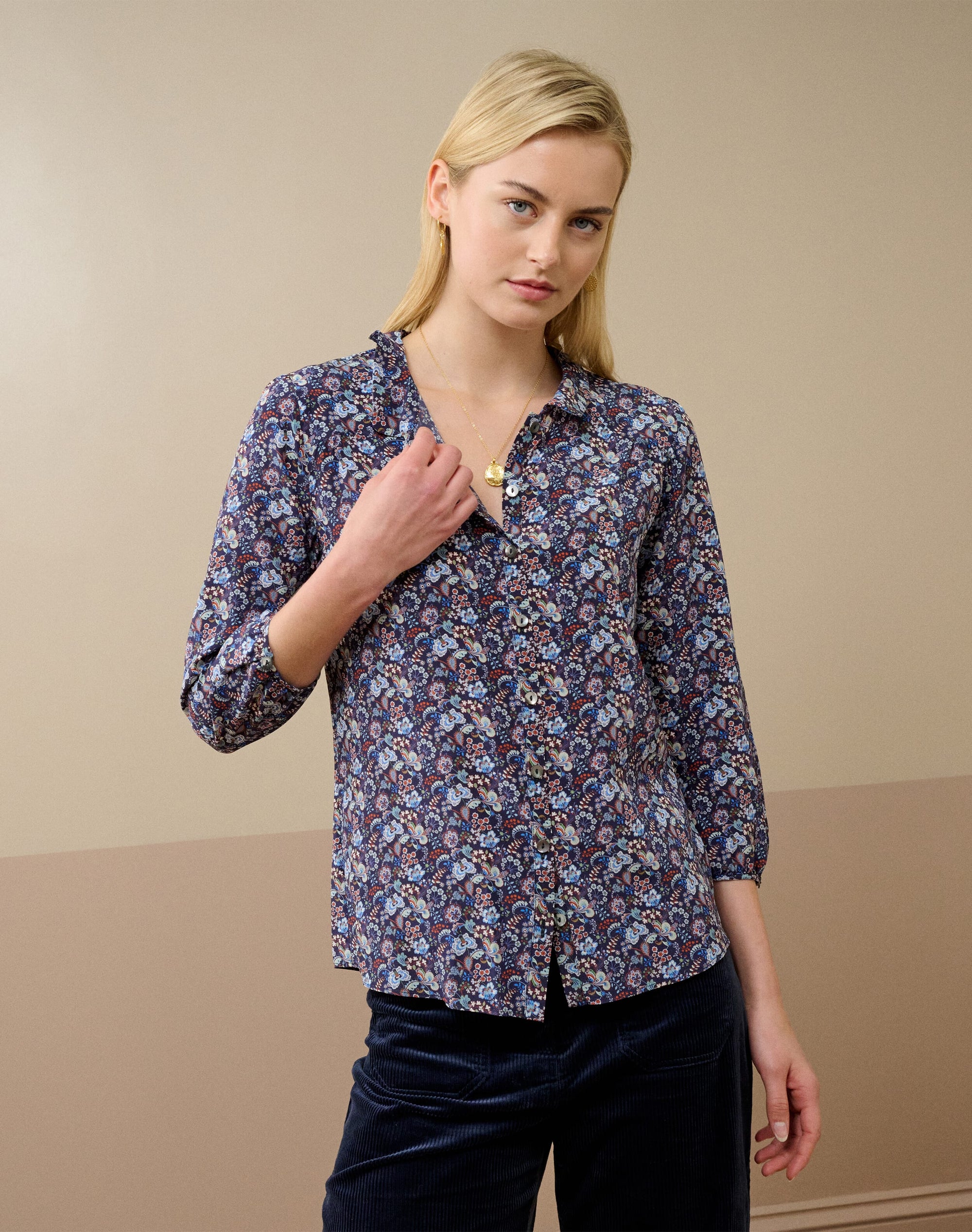 Liberty Print Silk Peter Pan Blouse