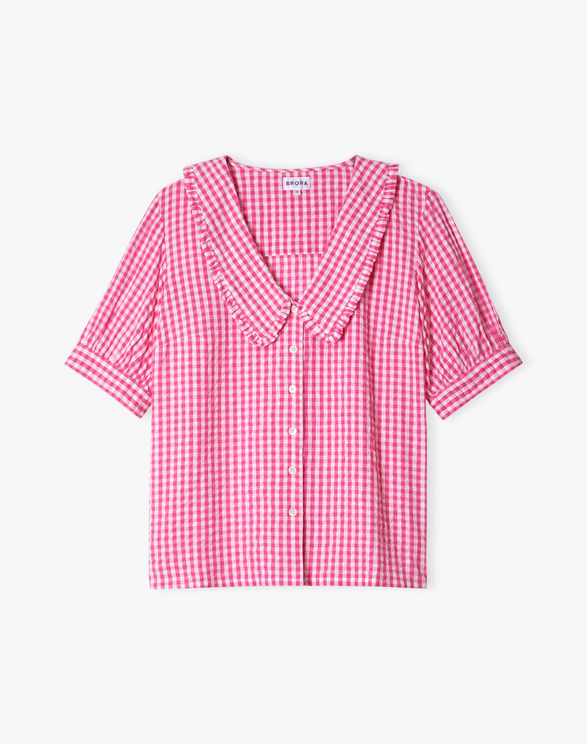Cotton Gingham Chelsea Collar Blouse