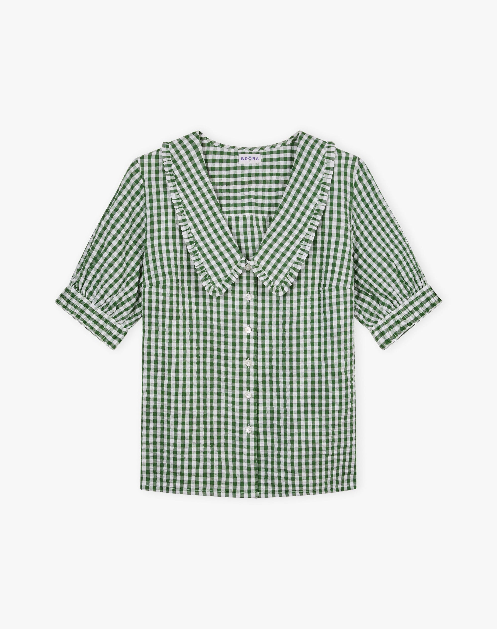Cotton Gingham Chelsea Collar Blouse