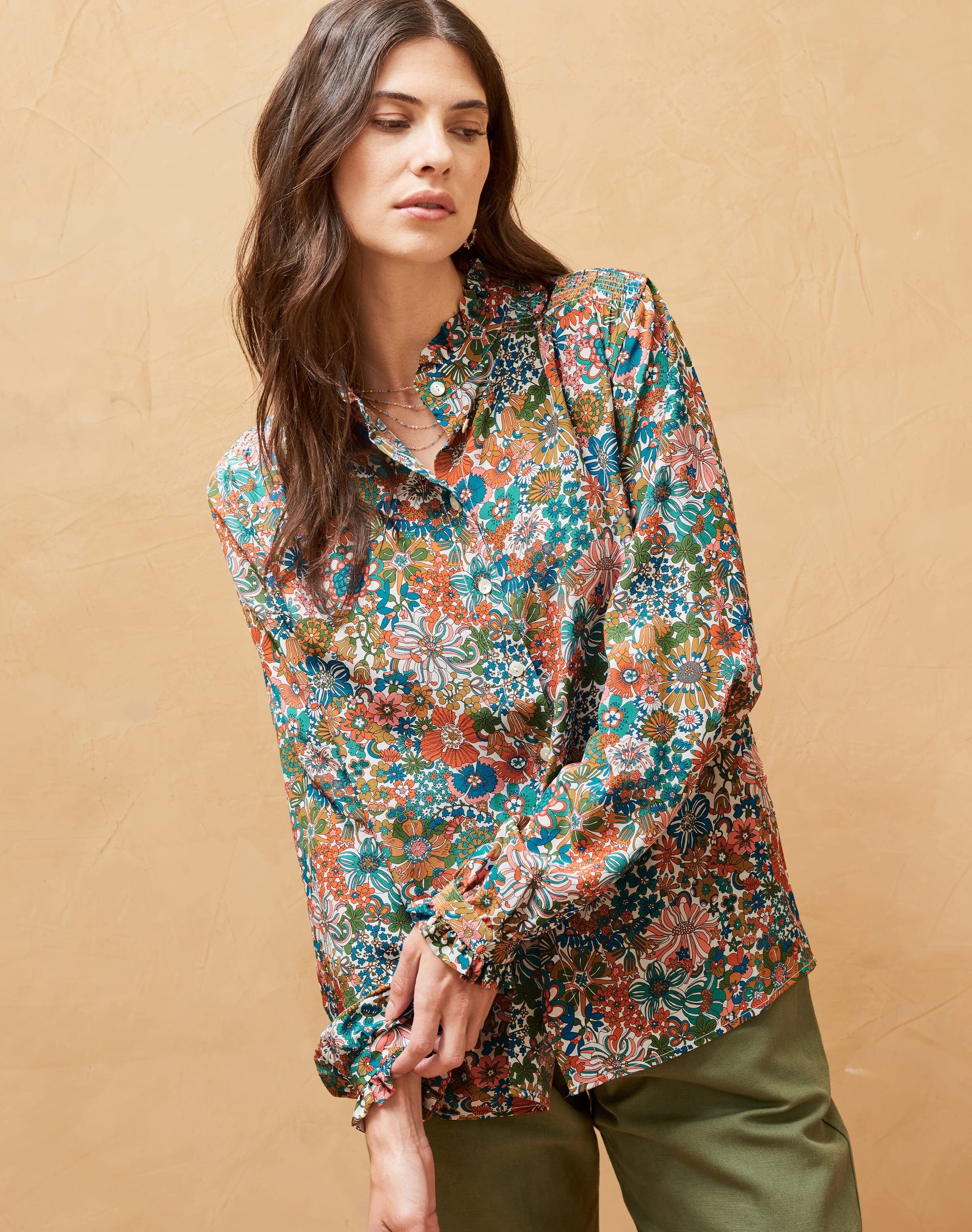 Liberty Print Pie Crust Silk Shirt