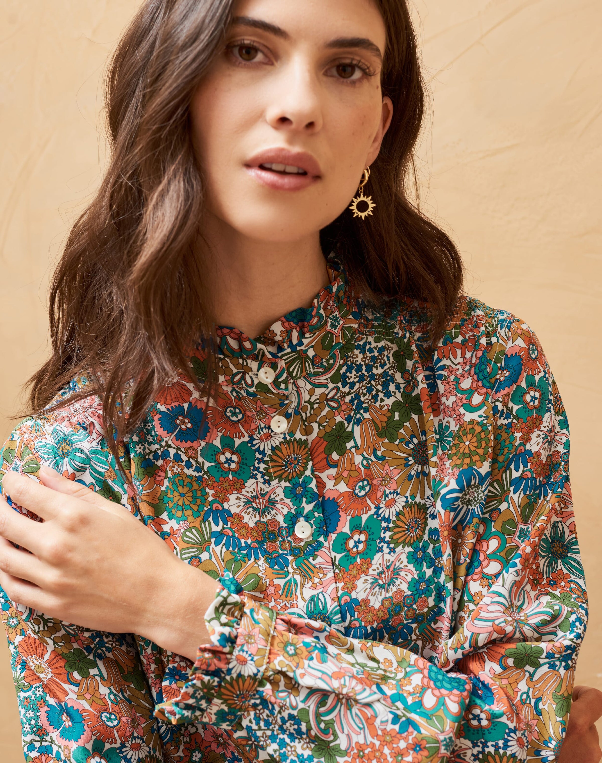 Liberty Print Pie Crust Silk Shirt