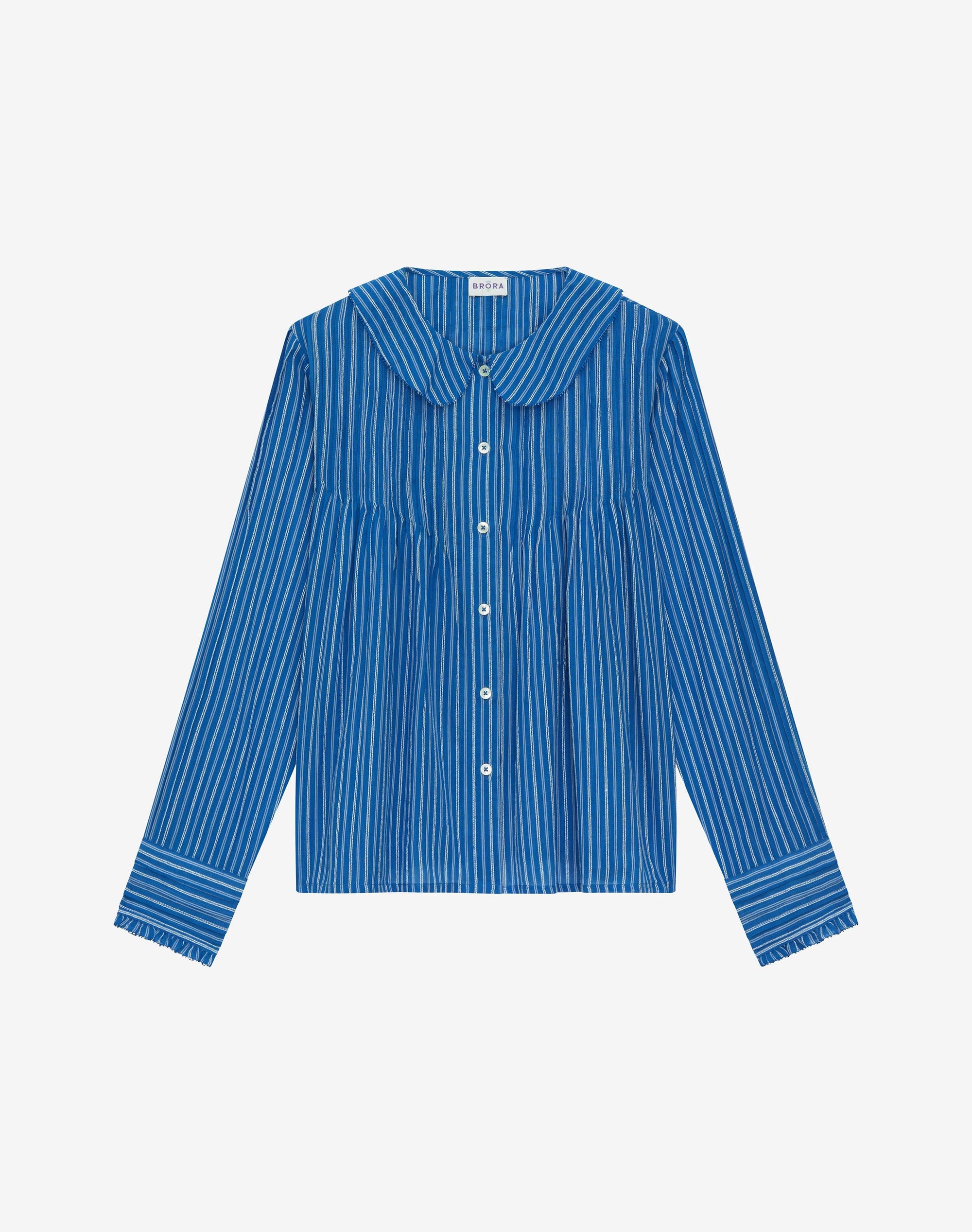 Cotton Stripe Pintuck Blouse