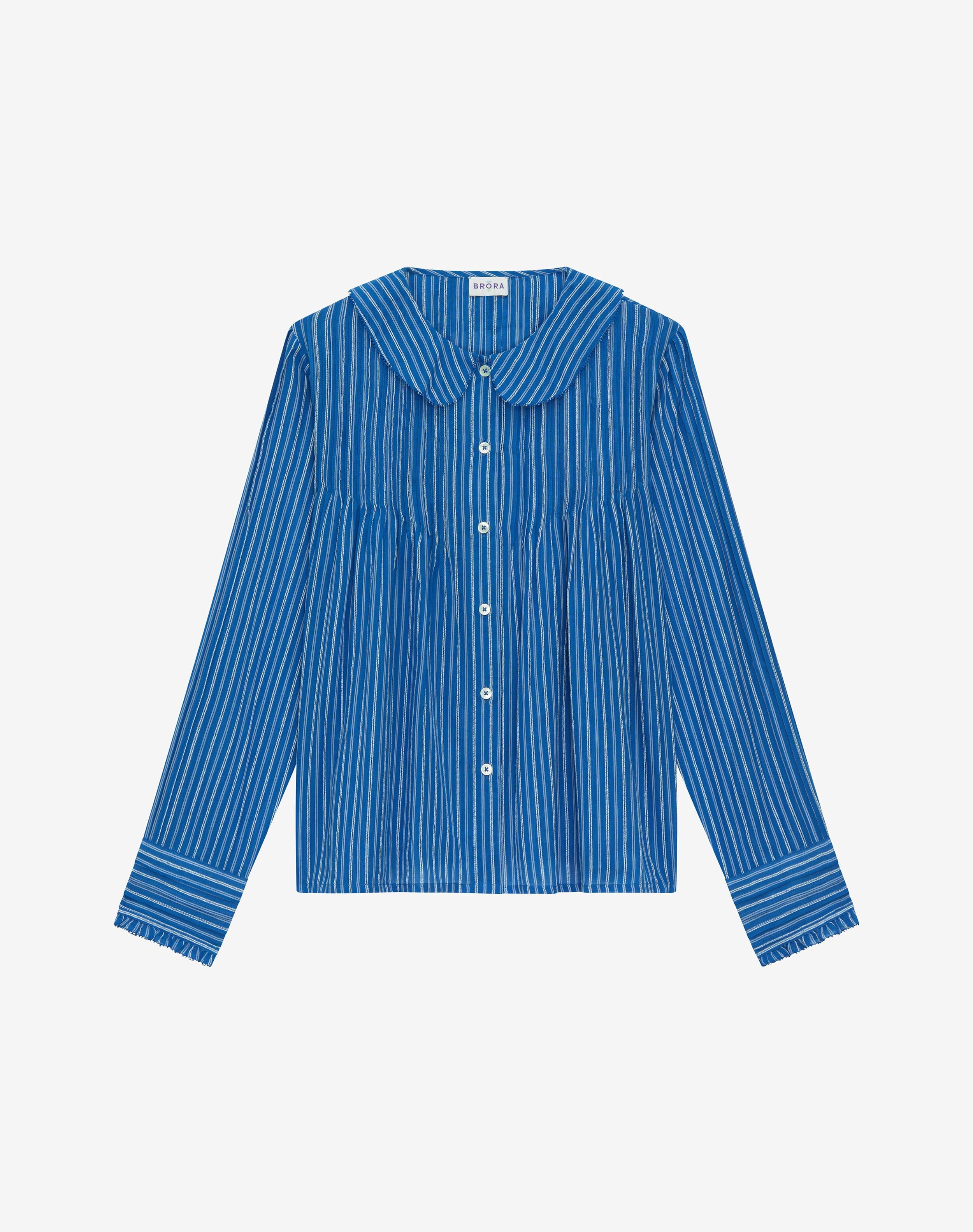 Cotton Stripe Pintuck Blouse