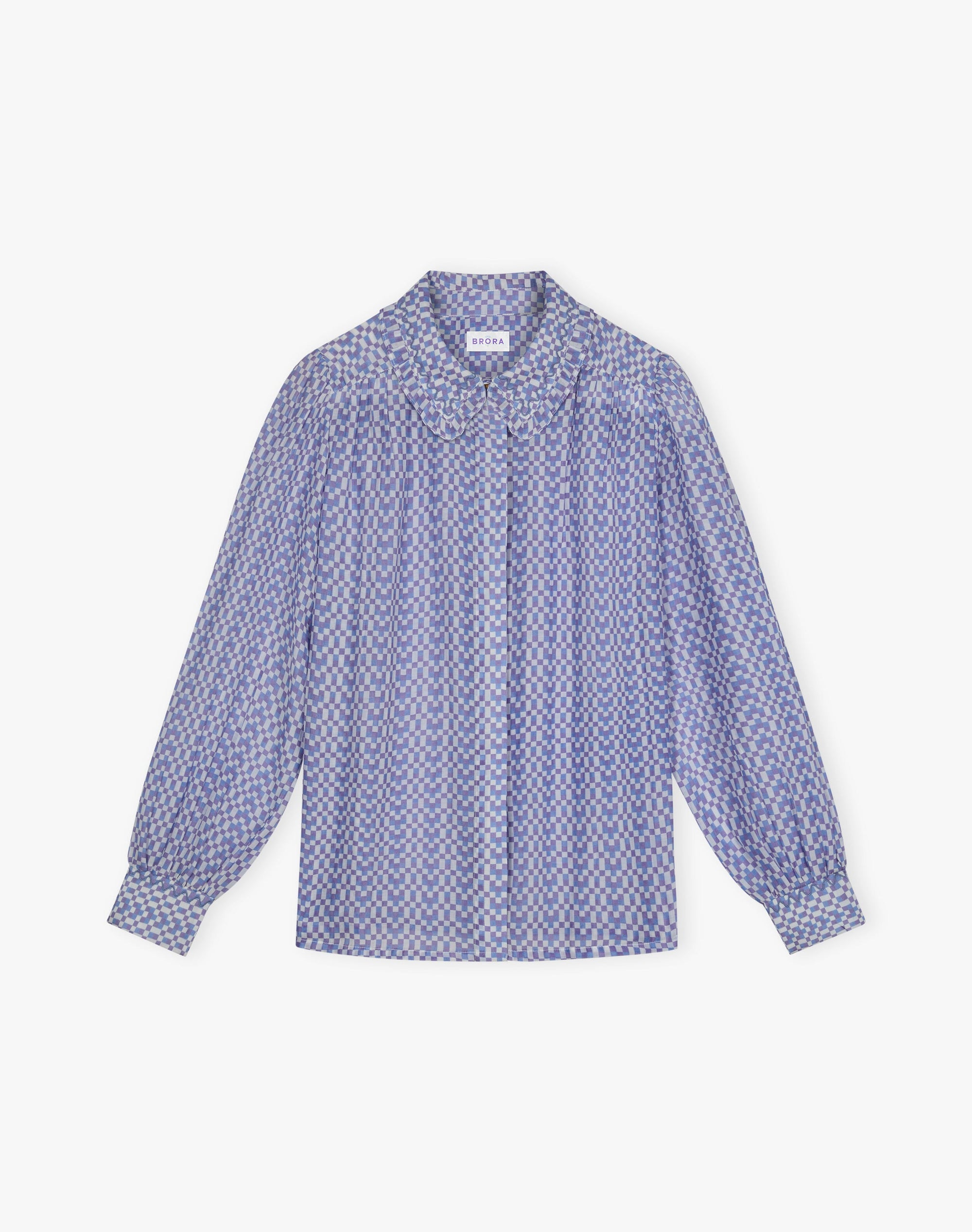 Silk Cotton Checkerboard Print Shirt