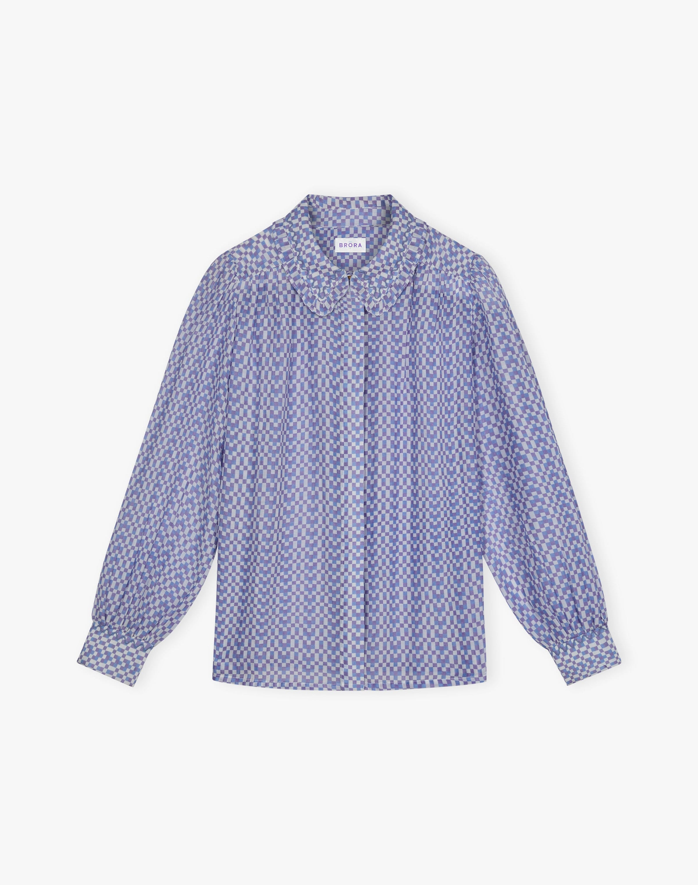 Silk Cotton Checkerboard Print Shirt