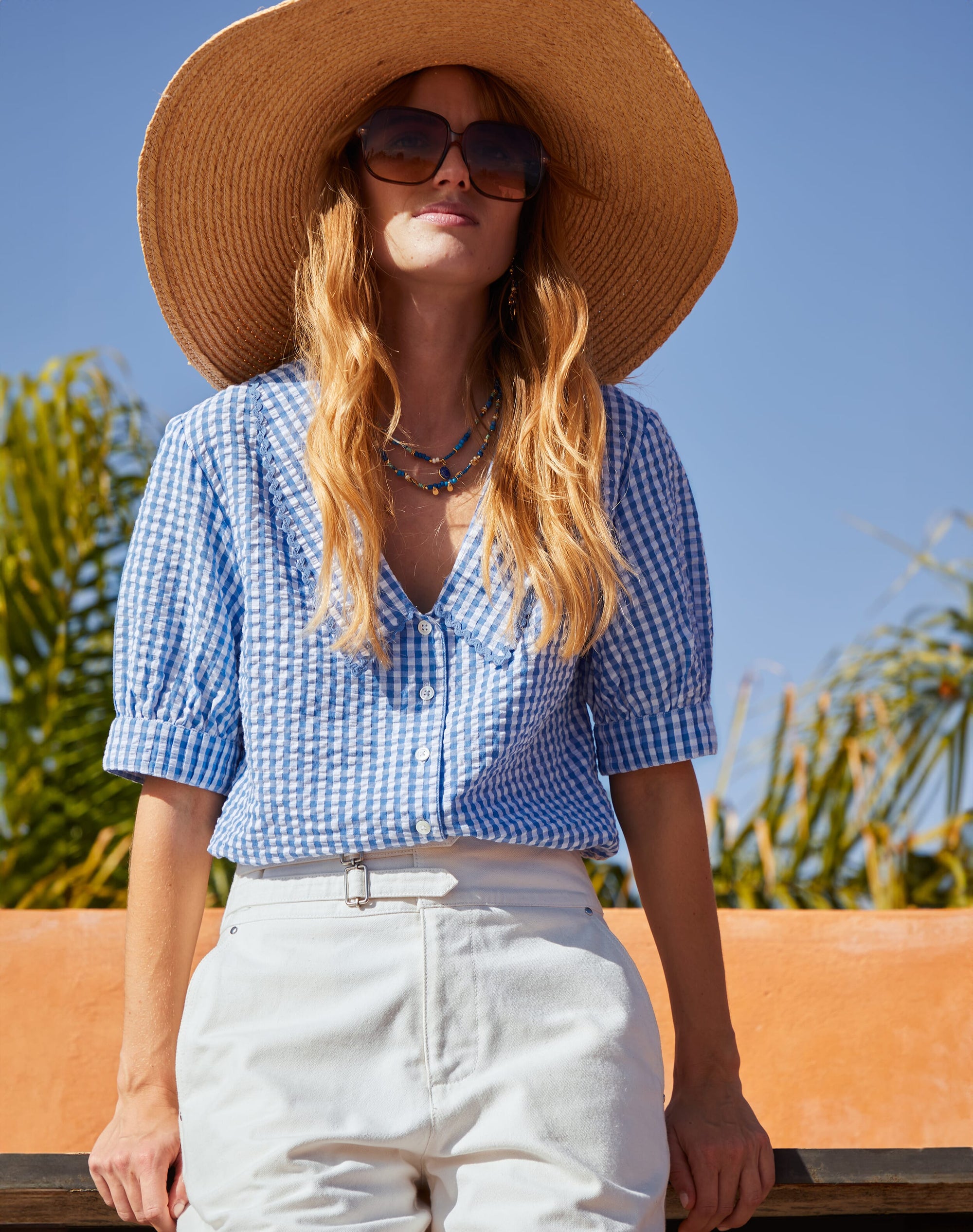 Cotton Gingham Ric Rac Shirt