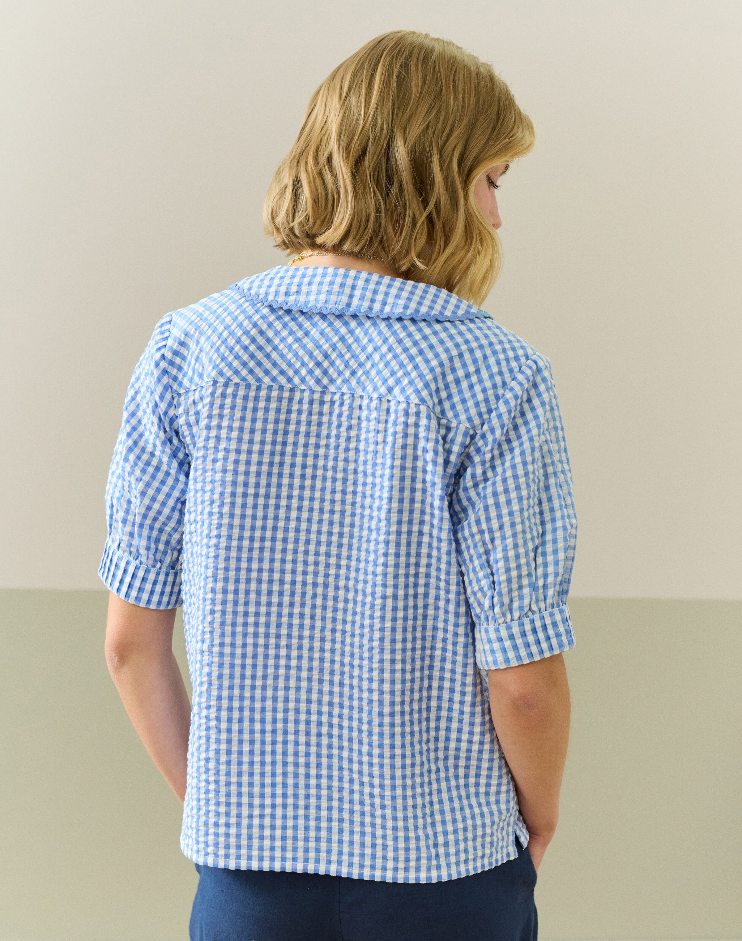 Cotton Gingham Ric Rac Shirt