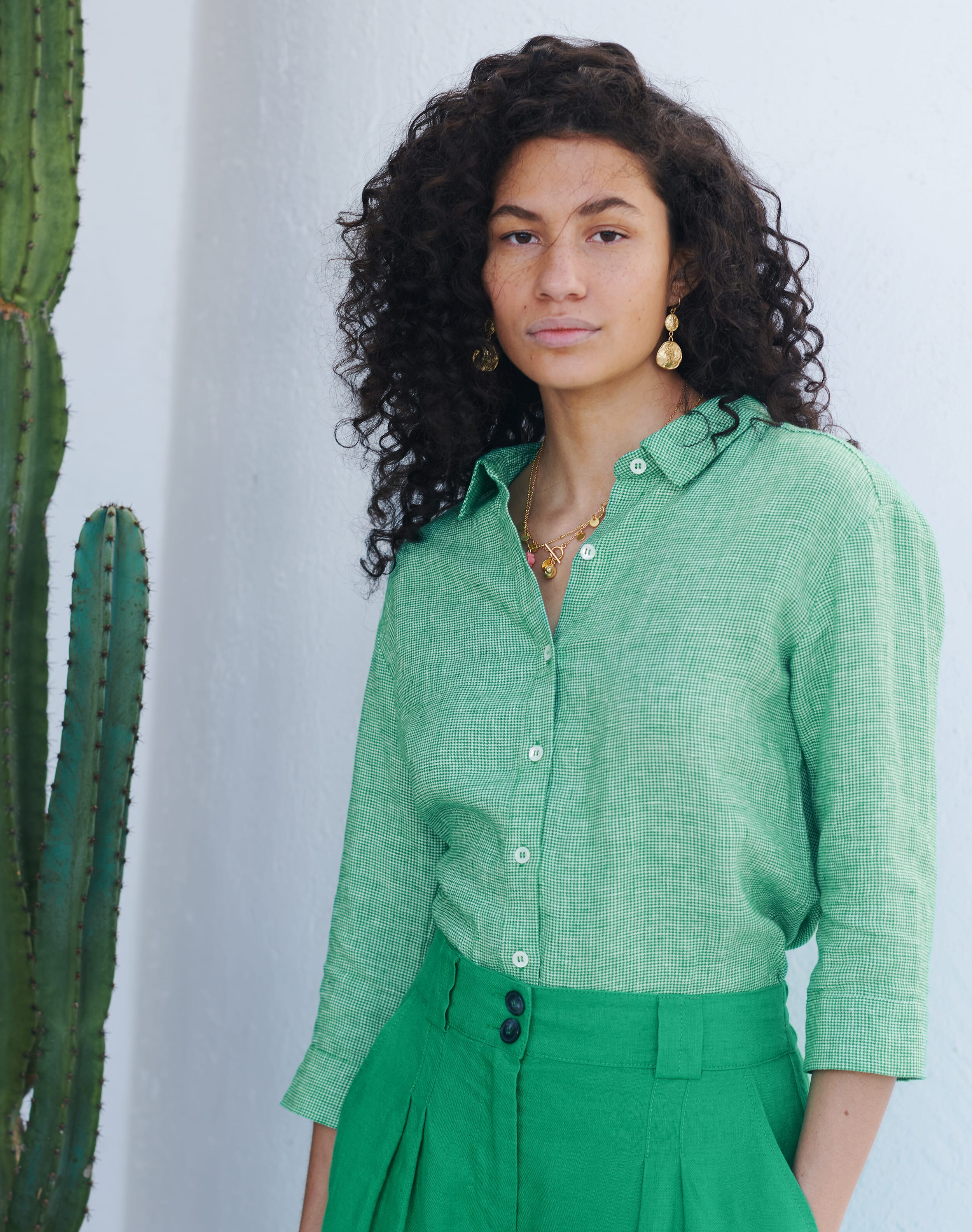 Fine Houndstooth Linen Shirt