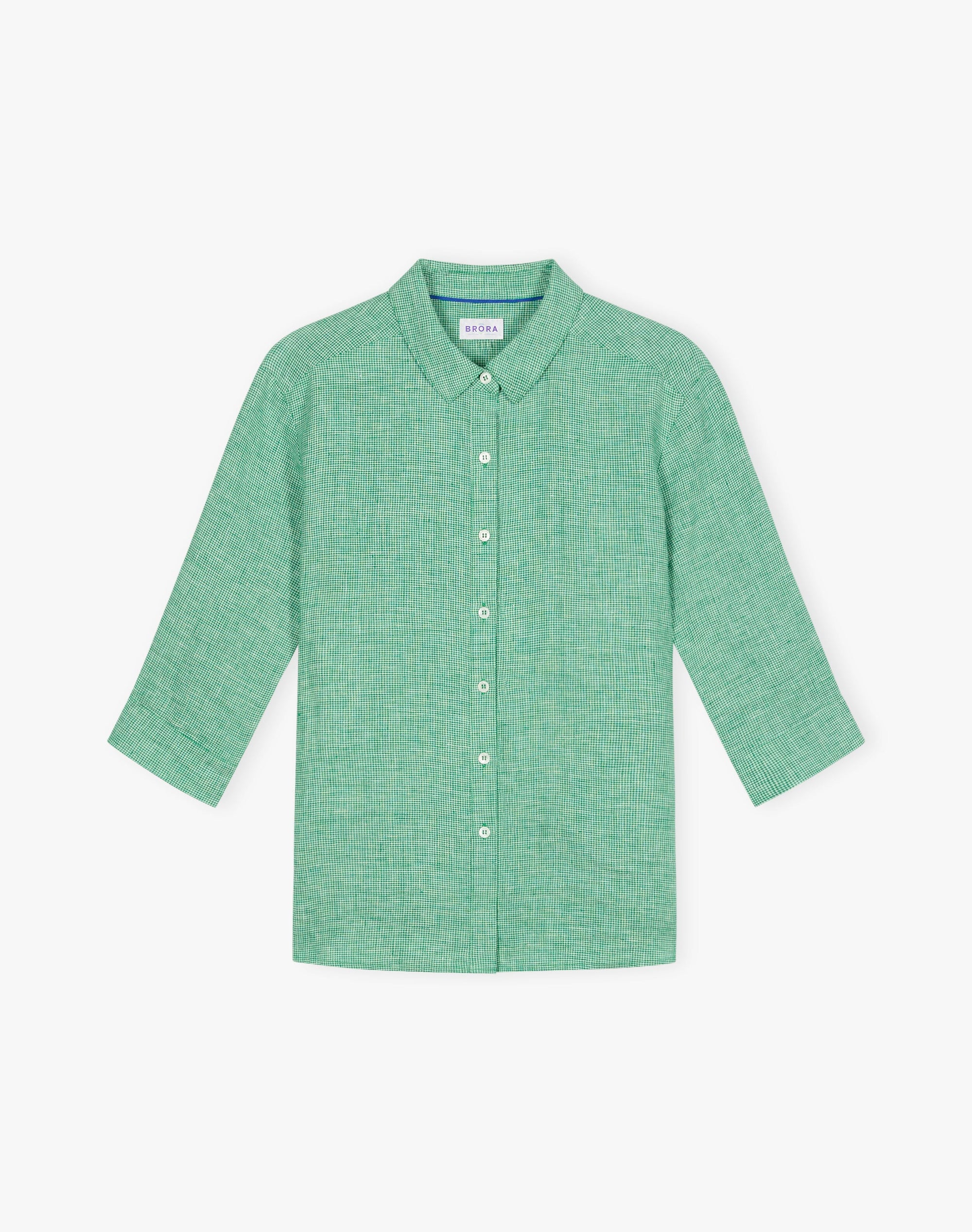 Fine Houndstooth Linen Shirt