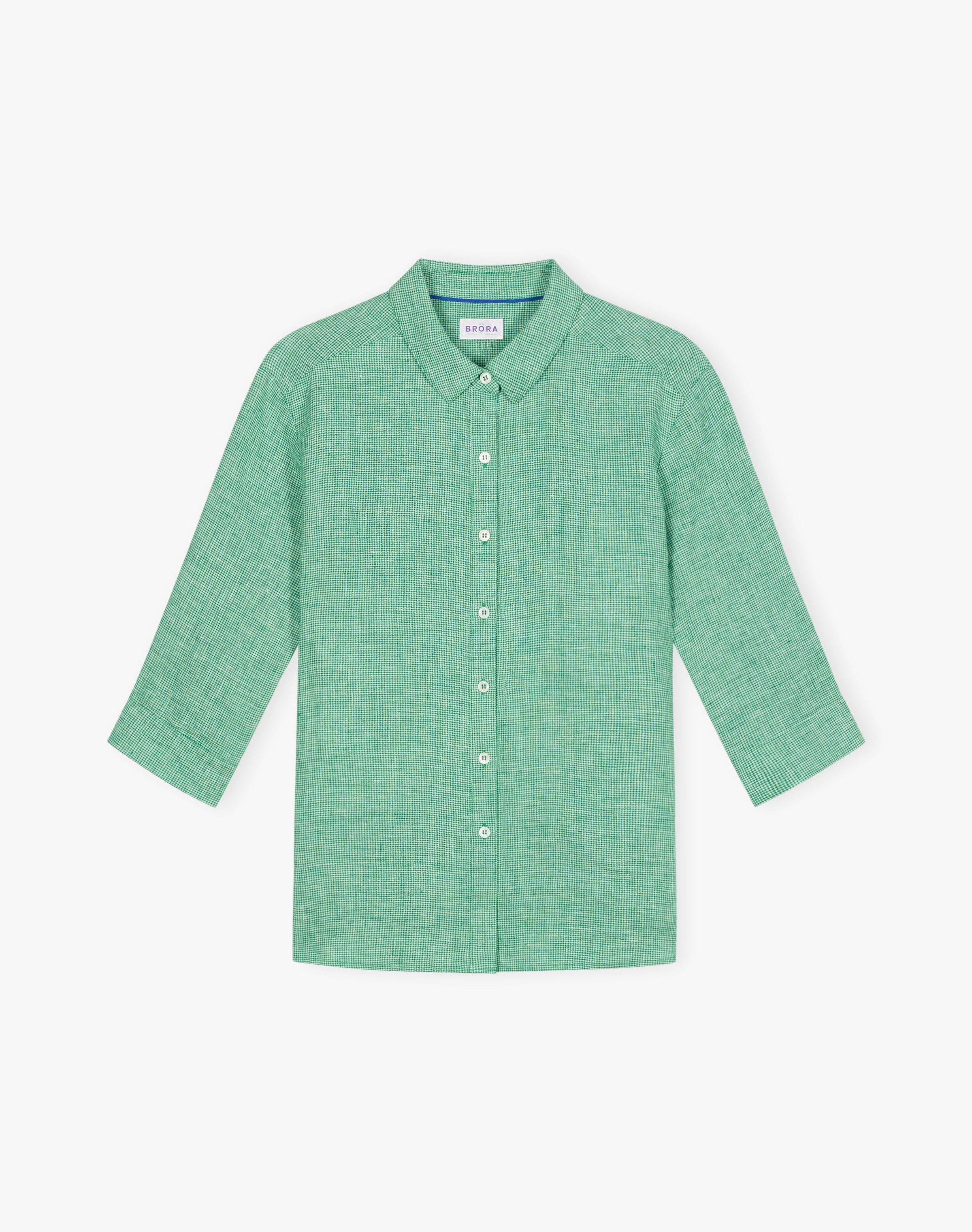Fine Houndstooth Linen Shirt