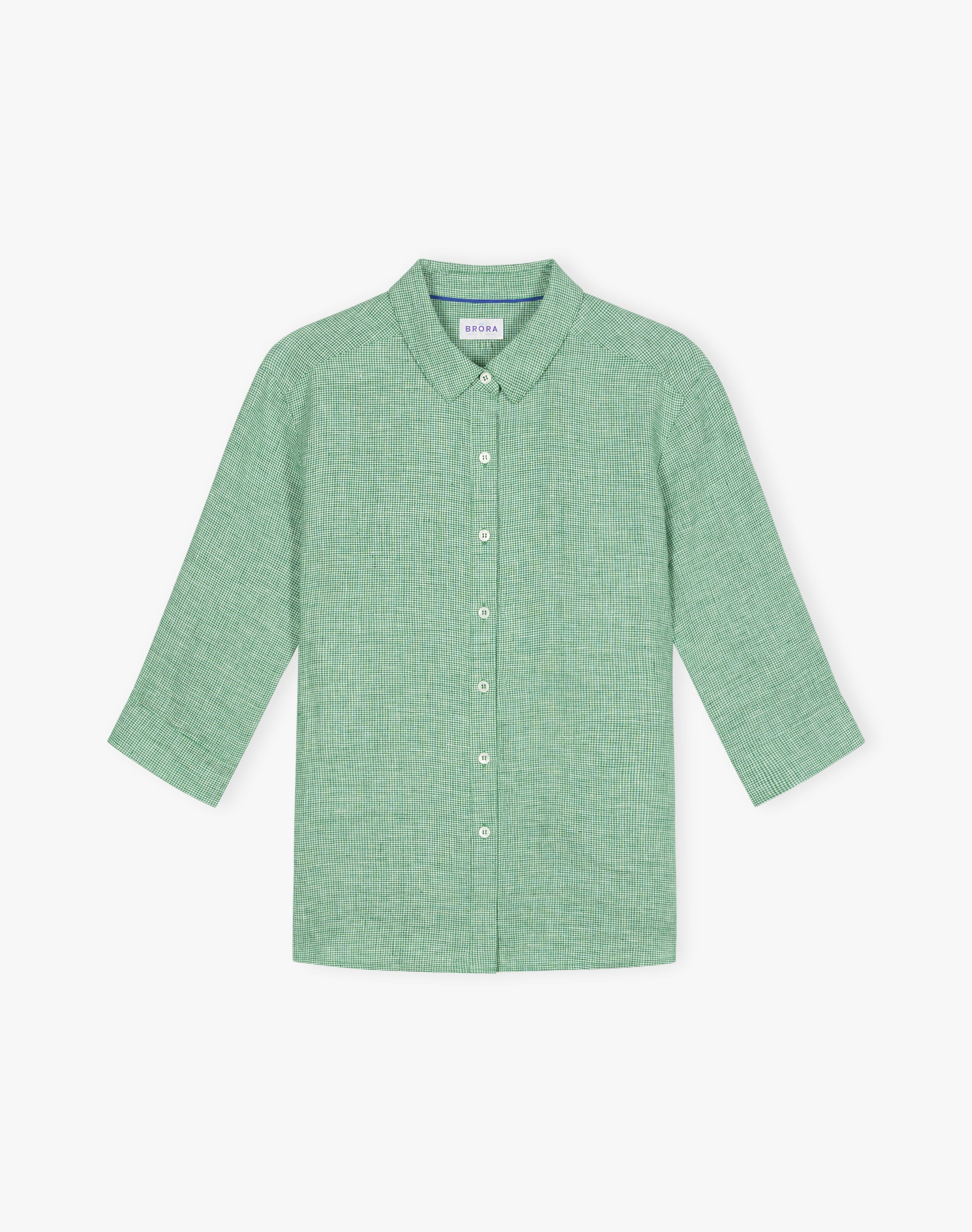 Fine Houndstooth Linen Shirt