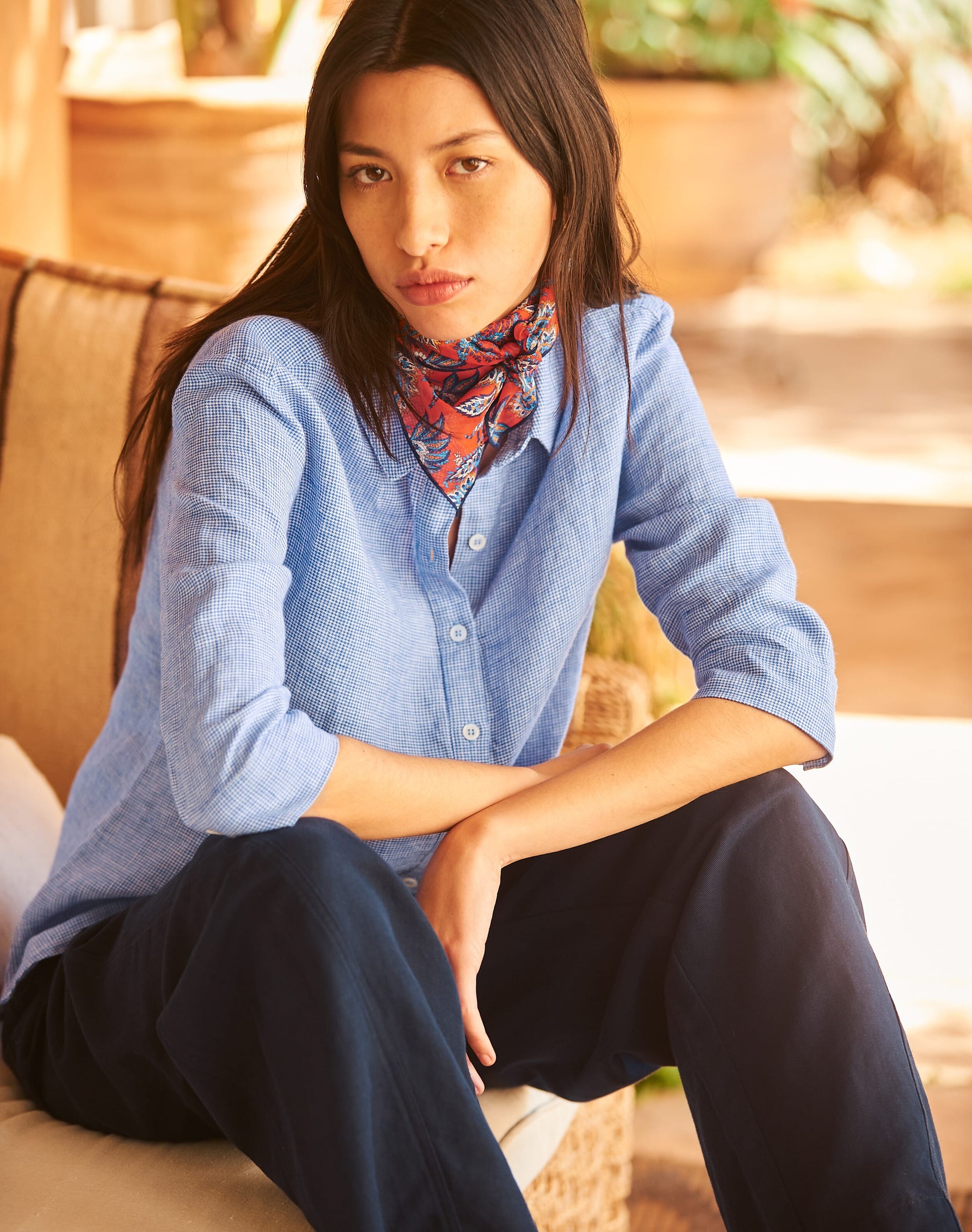 Fine Houndstooth Linen Shirt