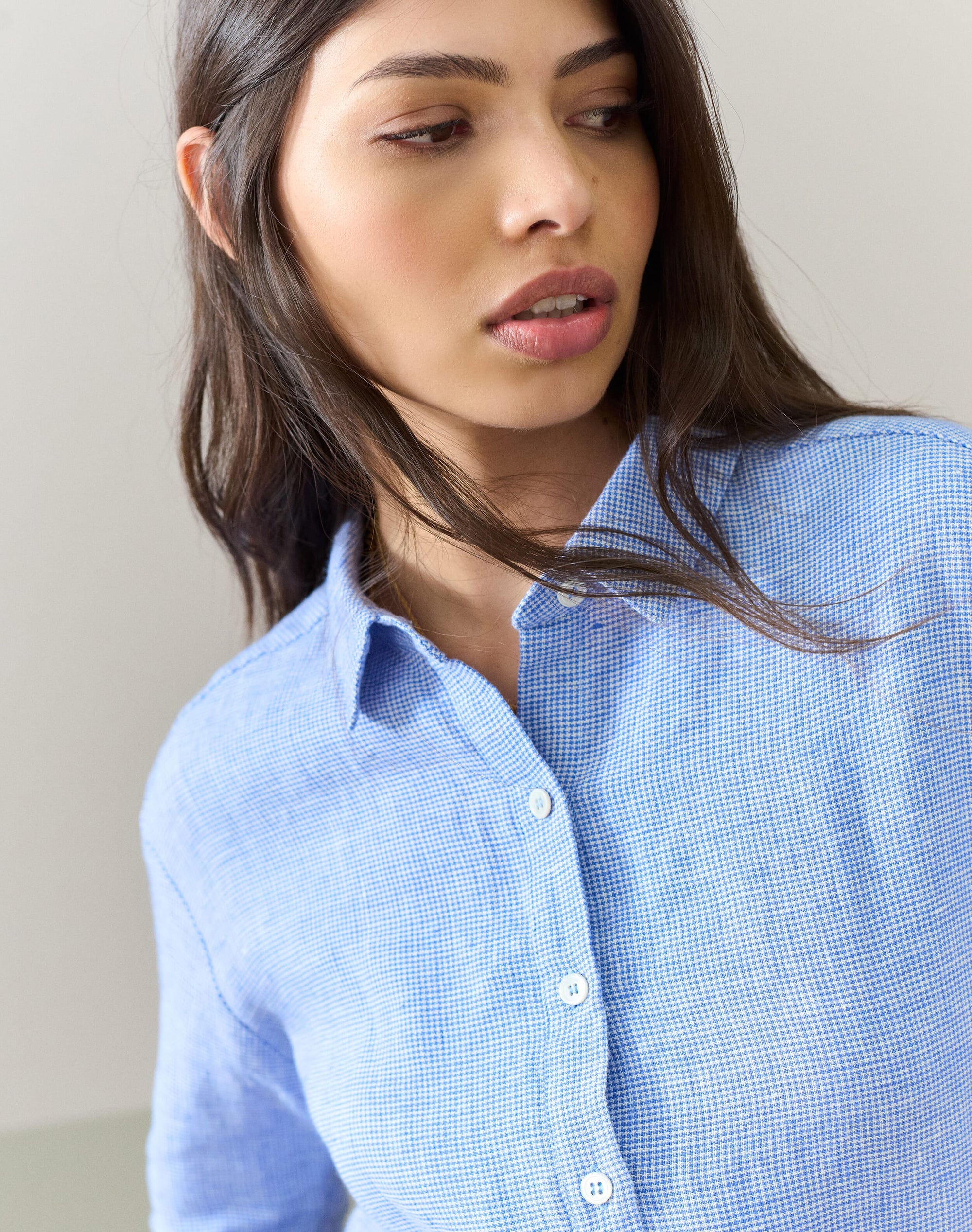 Fine Houndstooth Linen Shirt