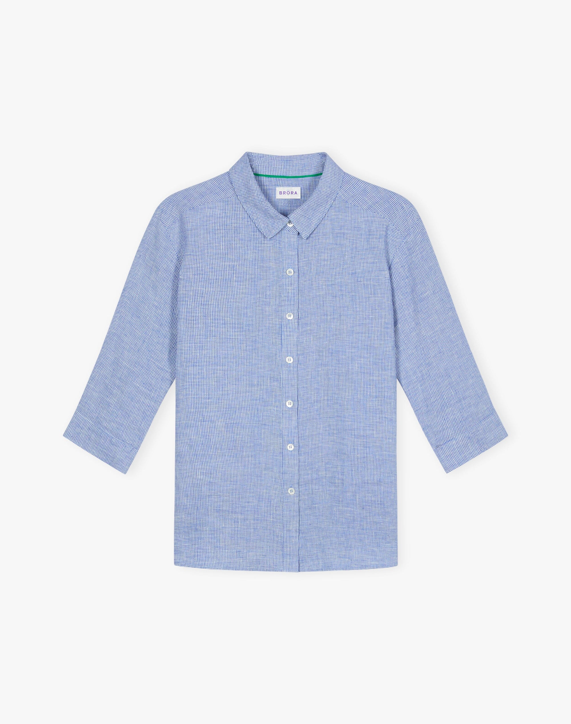 Fine Houndstooth Linen Shirt