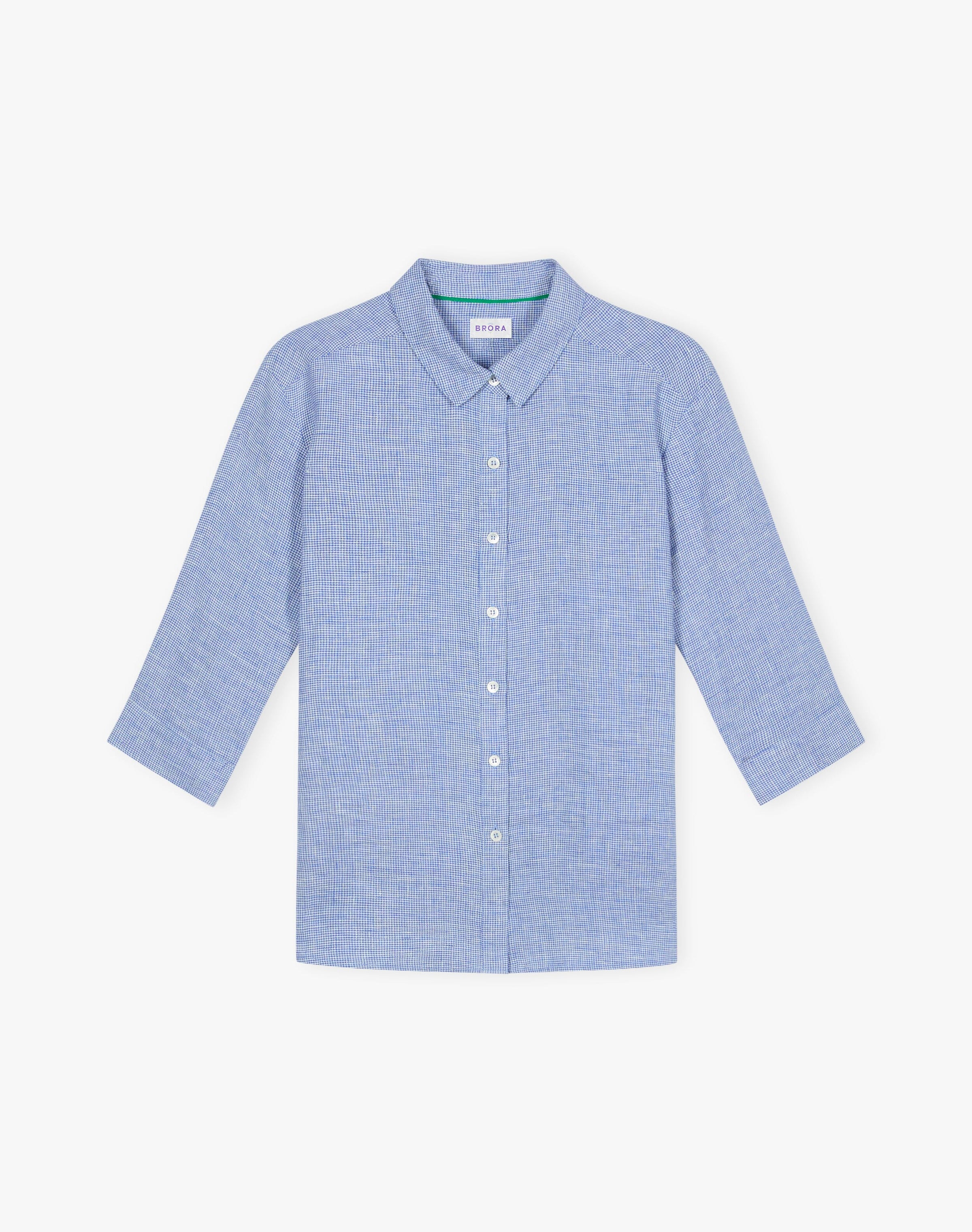Fine Houndstooth Linen Shirt