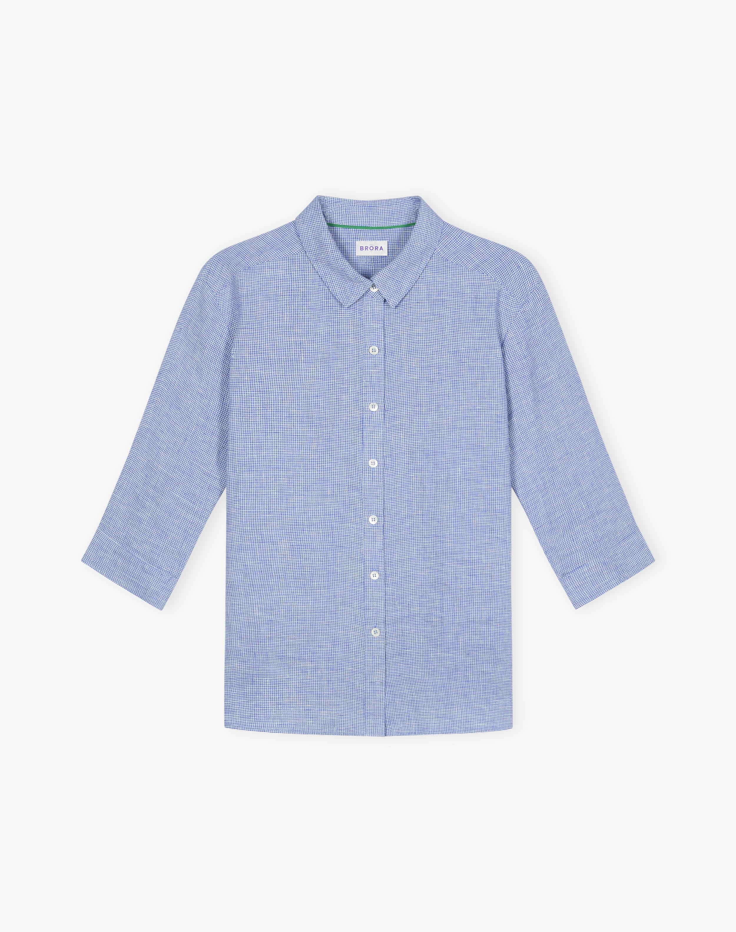 Fine Houndstooth Linen Shirt