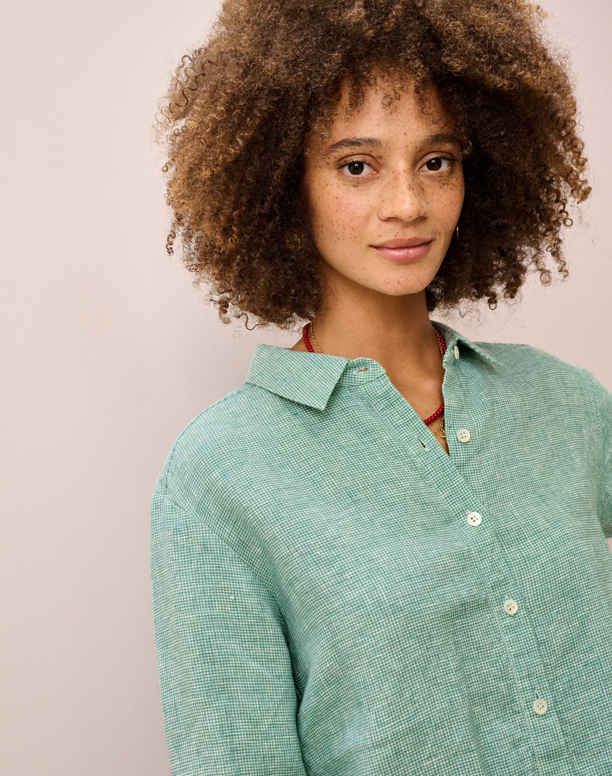 Fine Houndstooth Linen Shirt