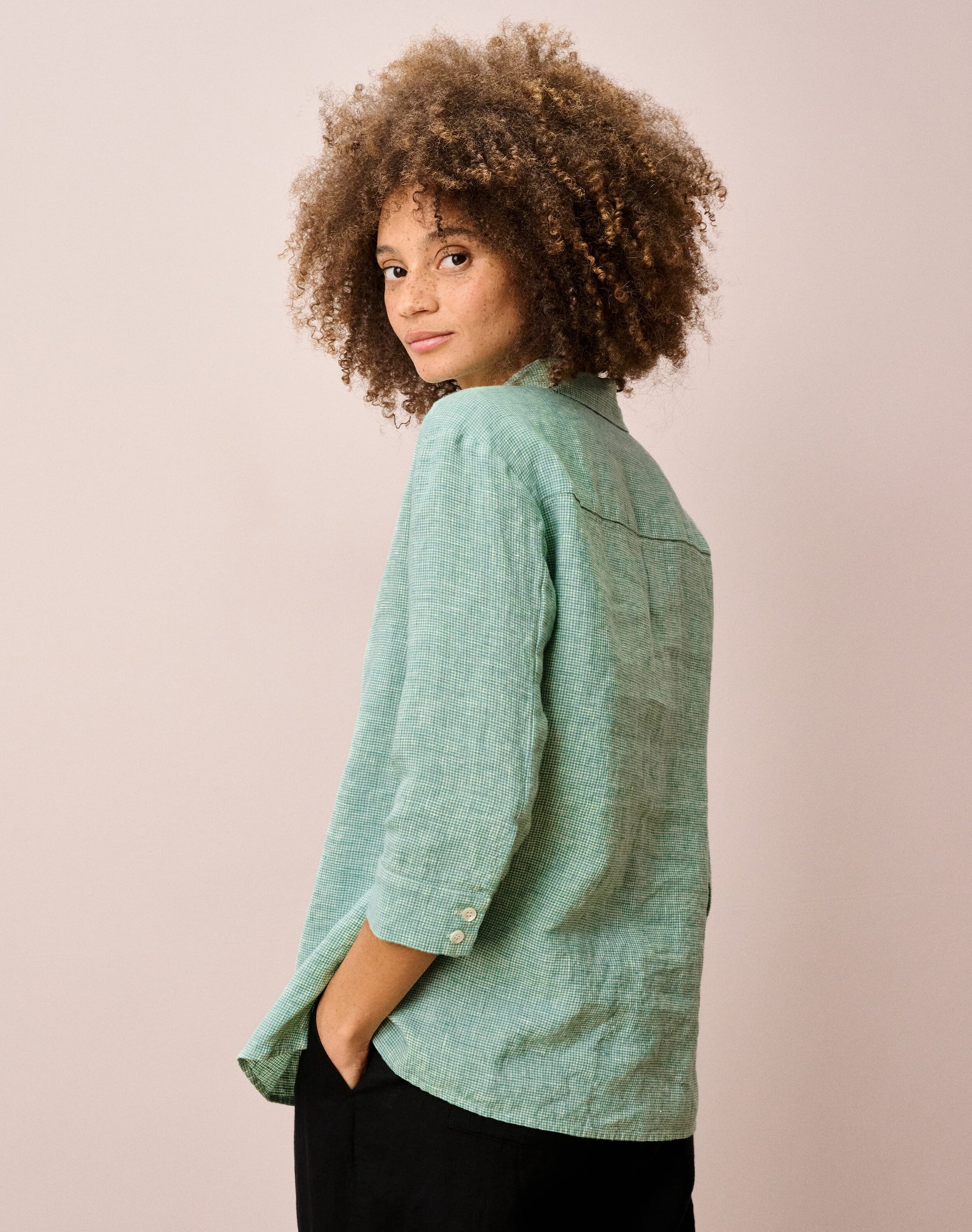 Fine Houndstooth Linen Shirt