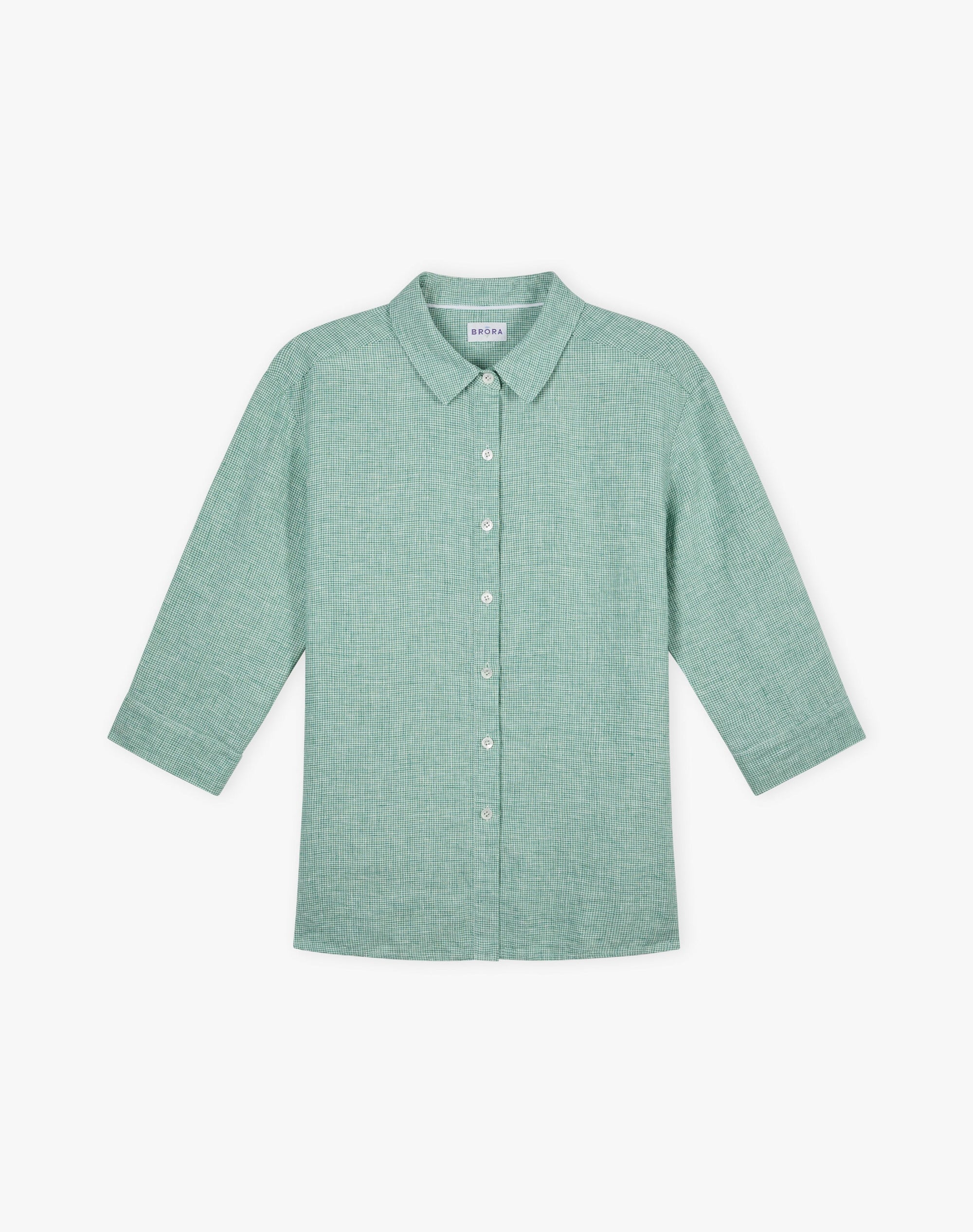 Fine Houndstooth Linen Shirt