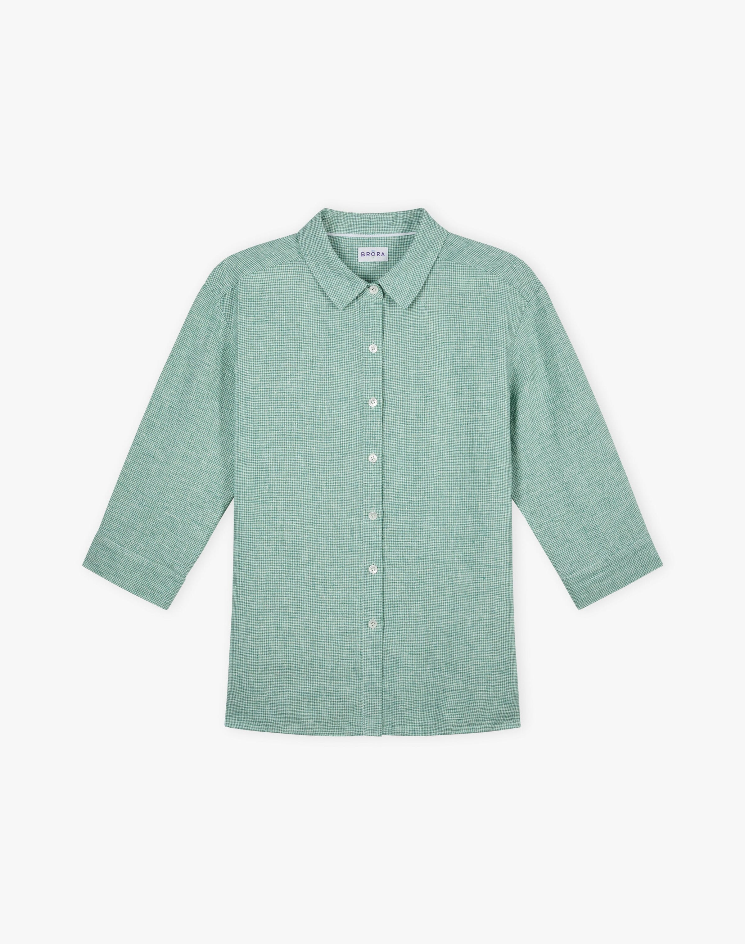 Fine Houndstooth Linen Shirt