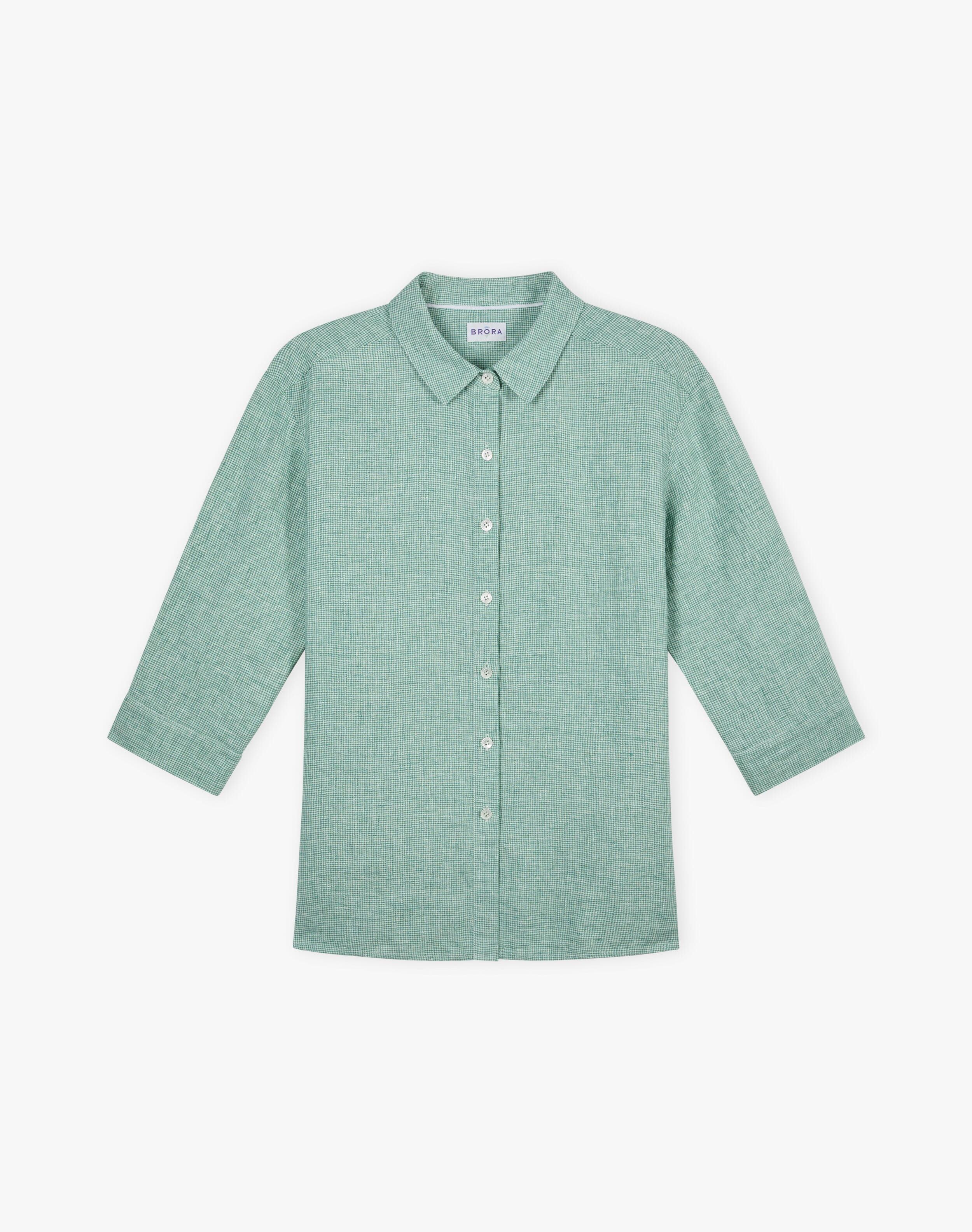 Fine Houndstooth Linen Shirt