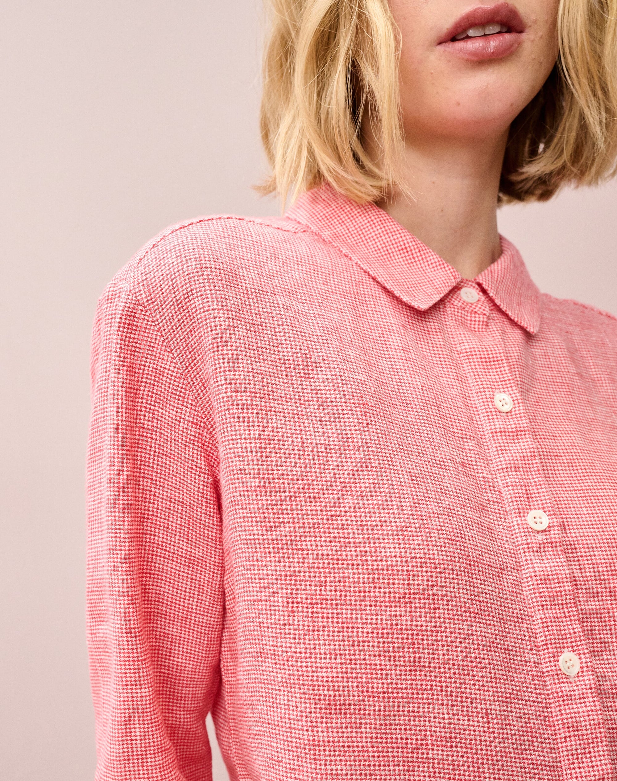 Fine Houndstooth Linen Shirt