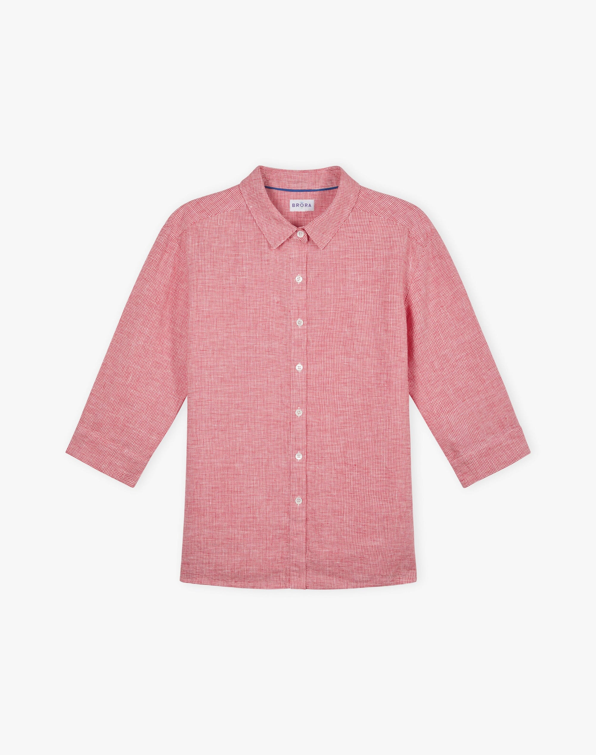 Fine Houndstooth Linen Shirt