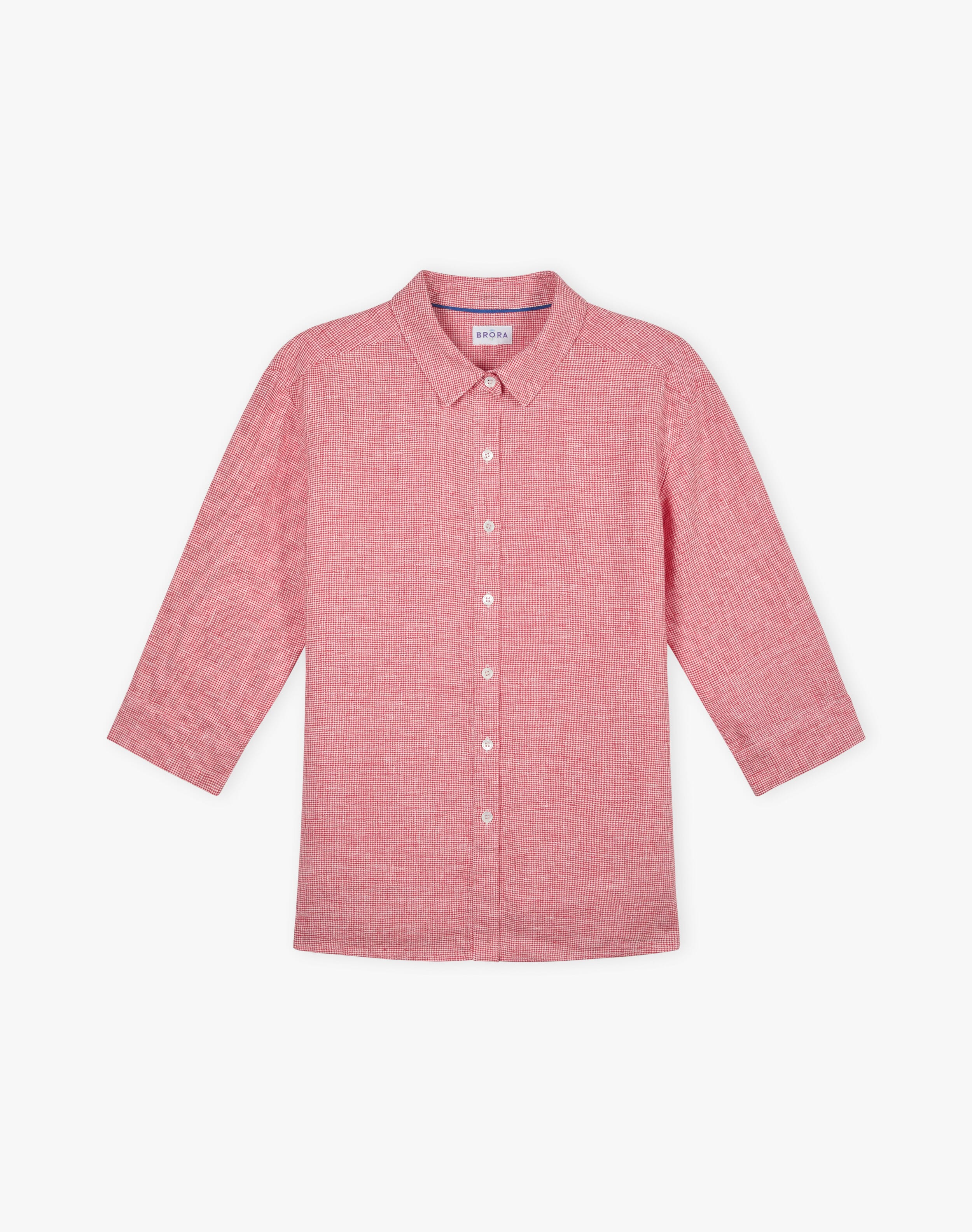 Fine Houndstooth Linen Shirt