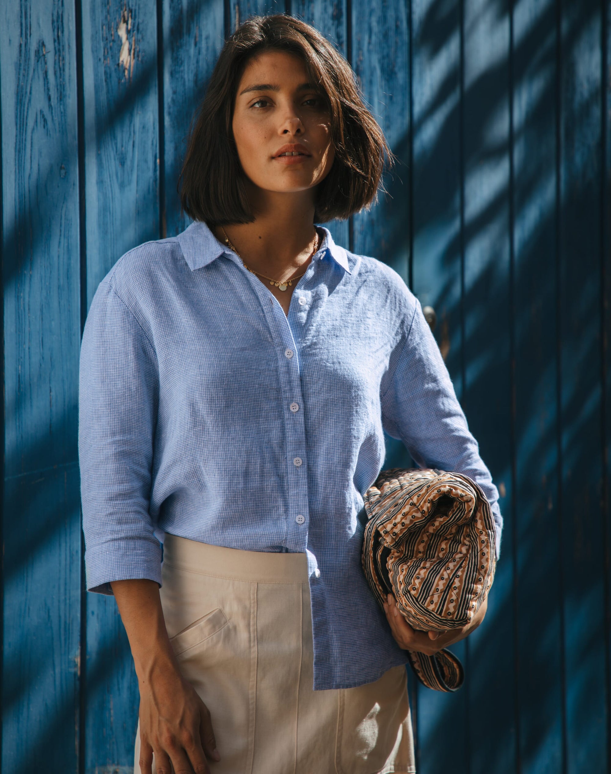 Fine Houndstooth Linen Shirt