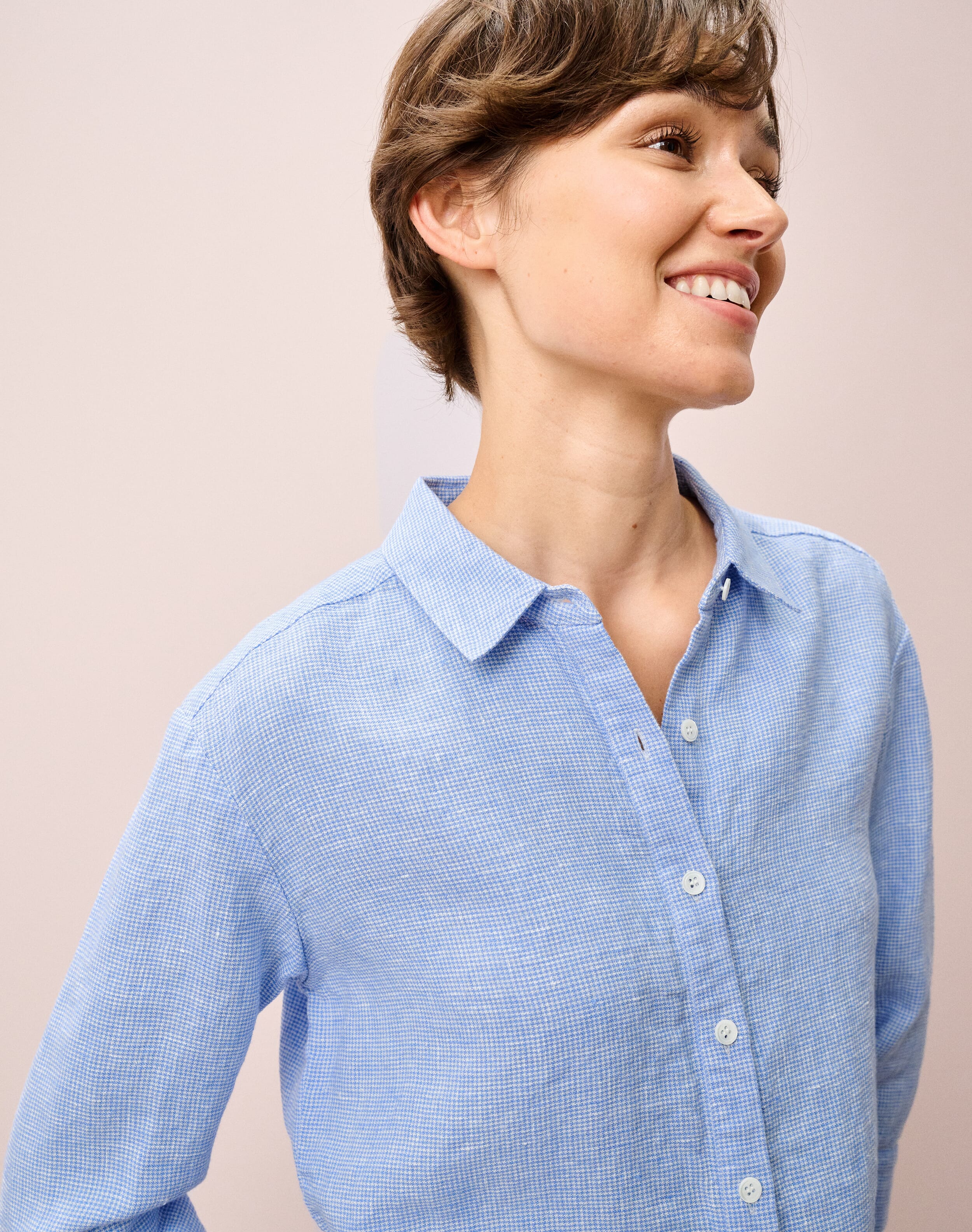 Fine Houndstooth Linen Shirt
