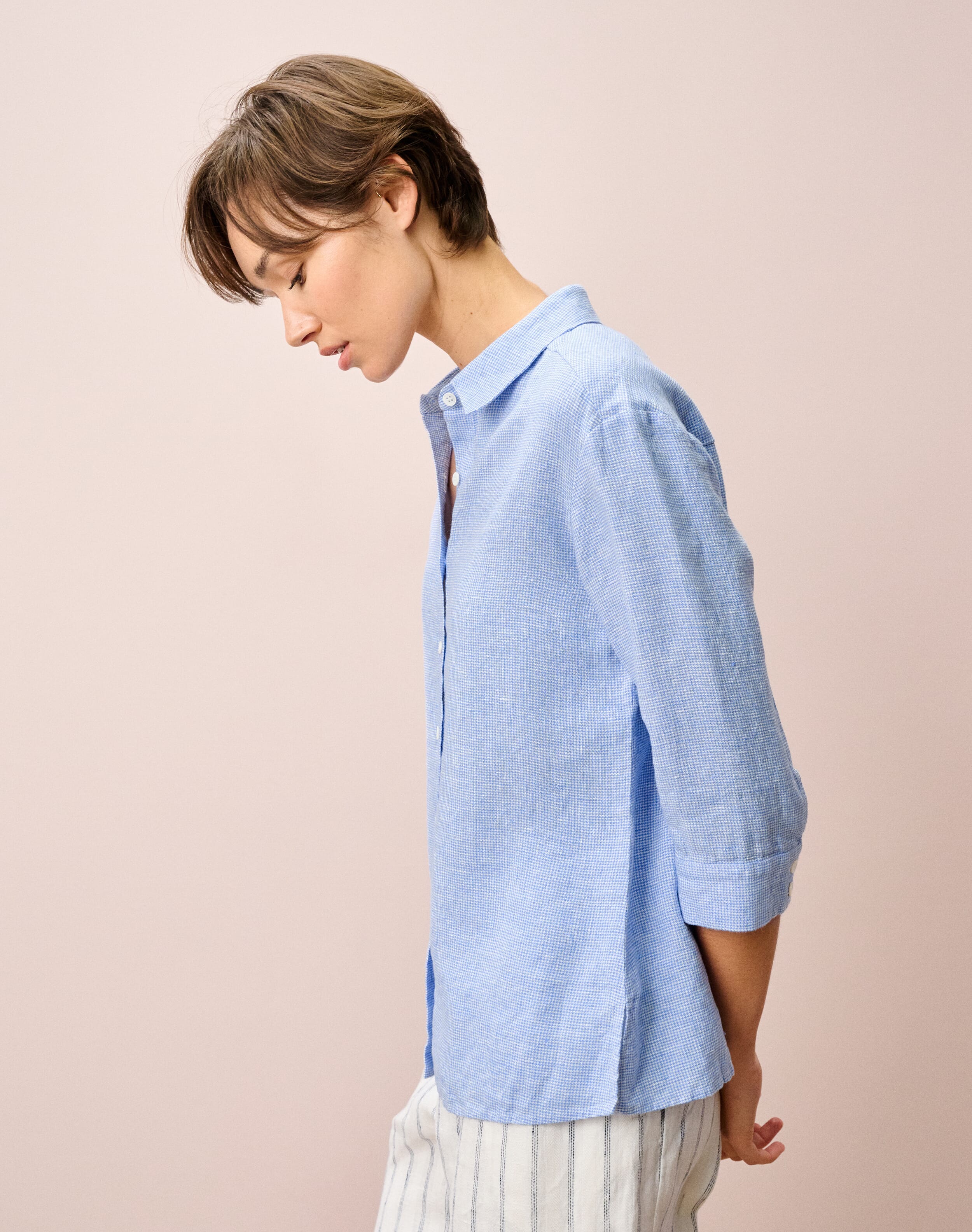 Fine Houndstooth Linen Shirt