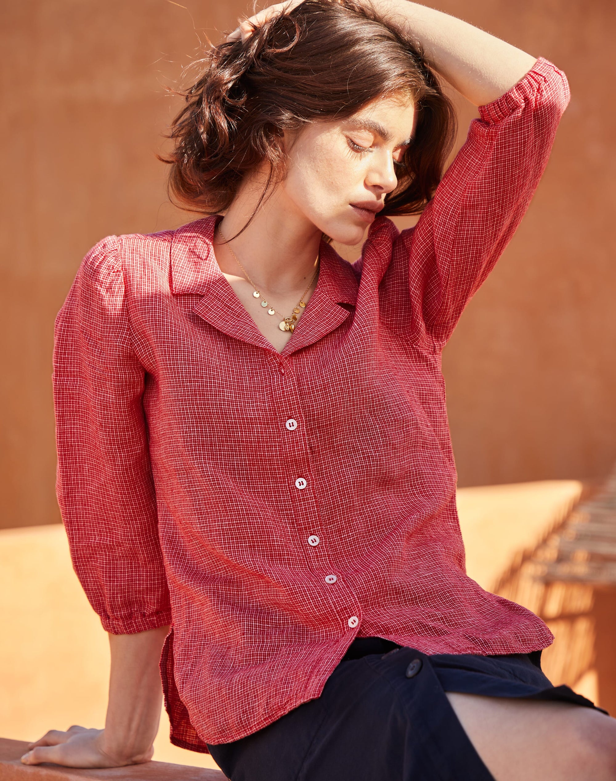 Graphic Check Linen Shirt