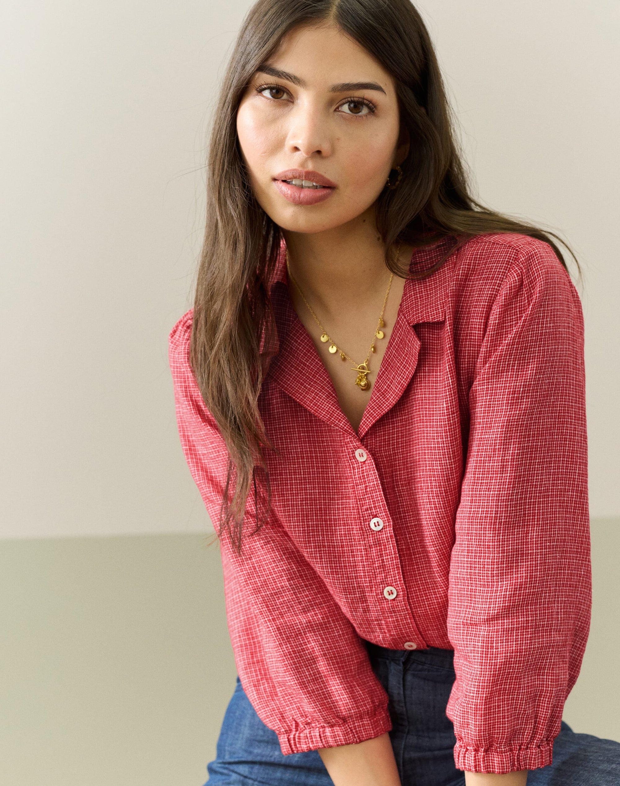 Graphic Check Linen Shirt
