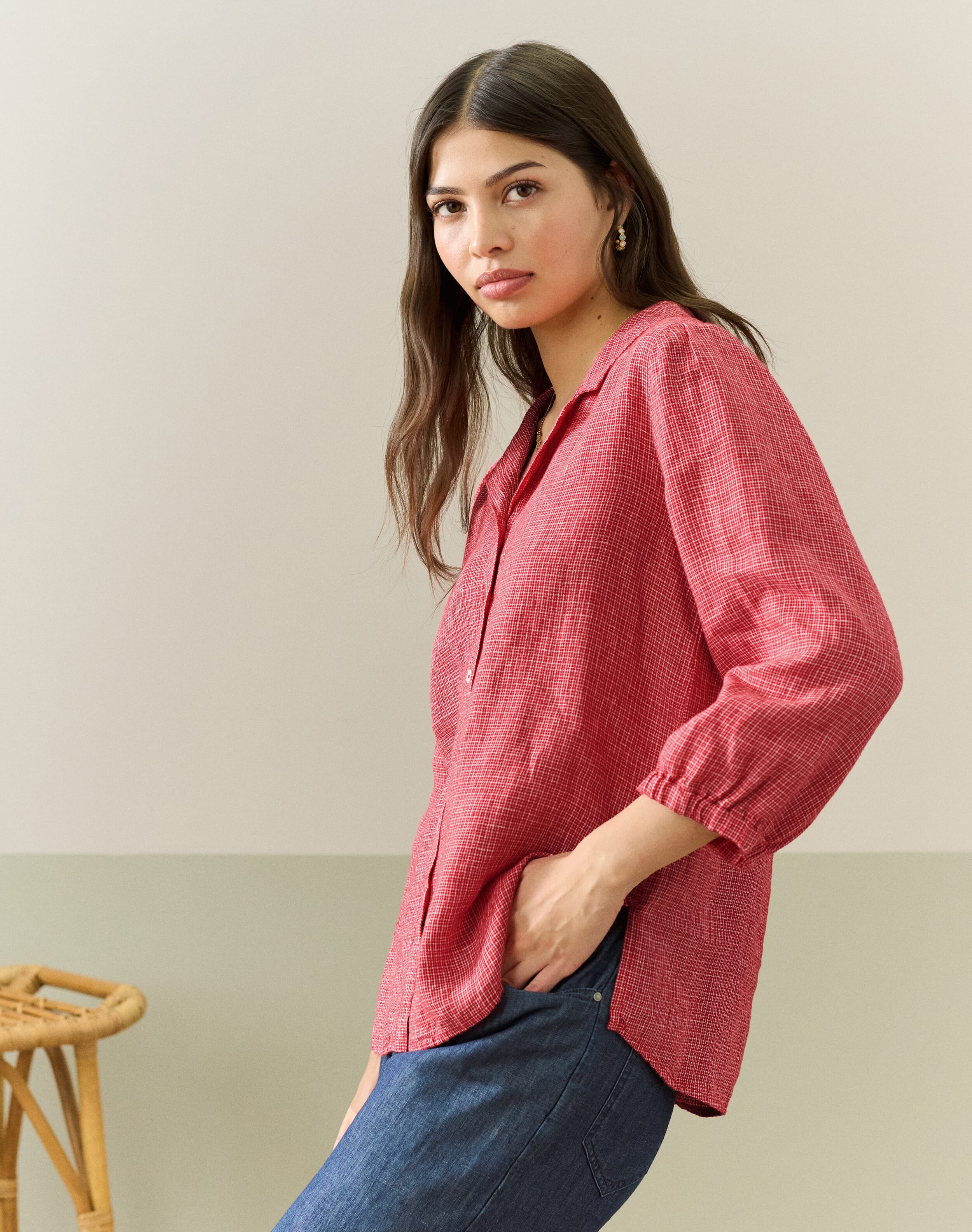 Graphic Check Linen Shirt