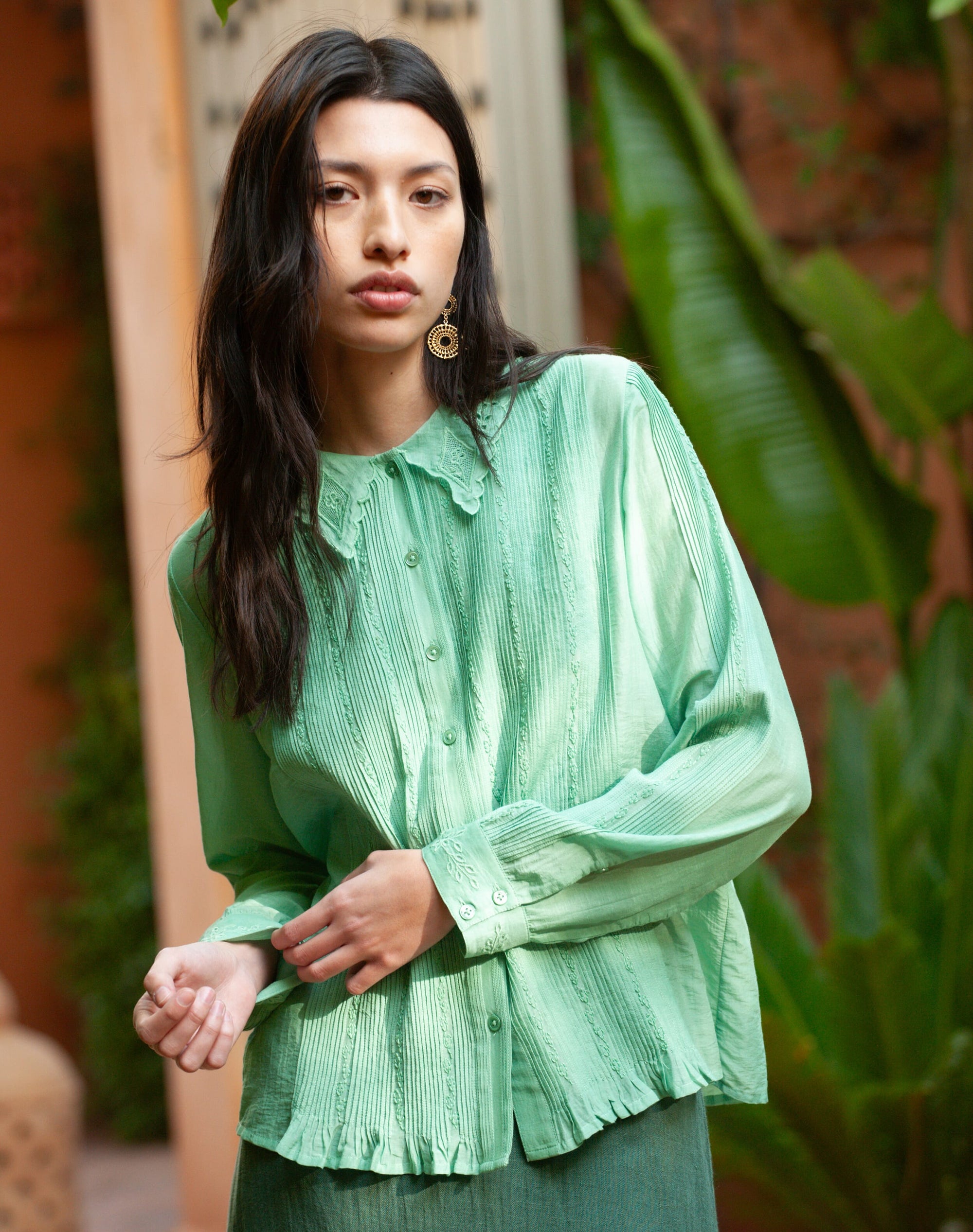 Silk Cotton Embroidered Blouse