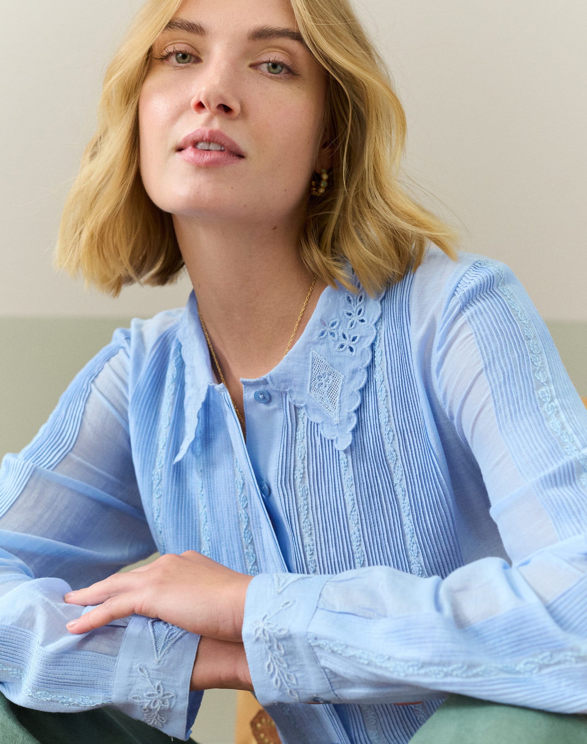 Silk Cotton Embroidered Blouse