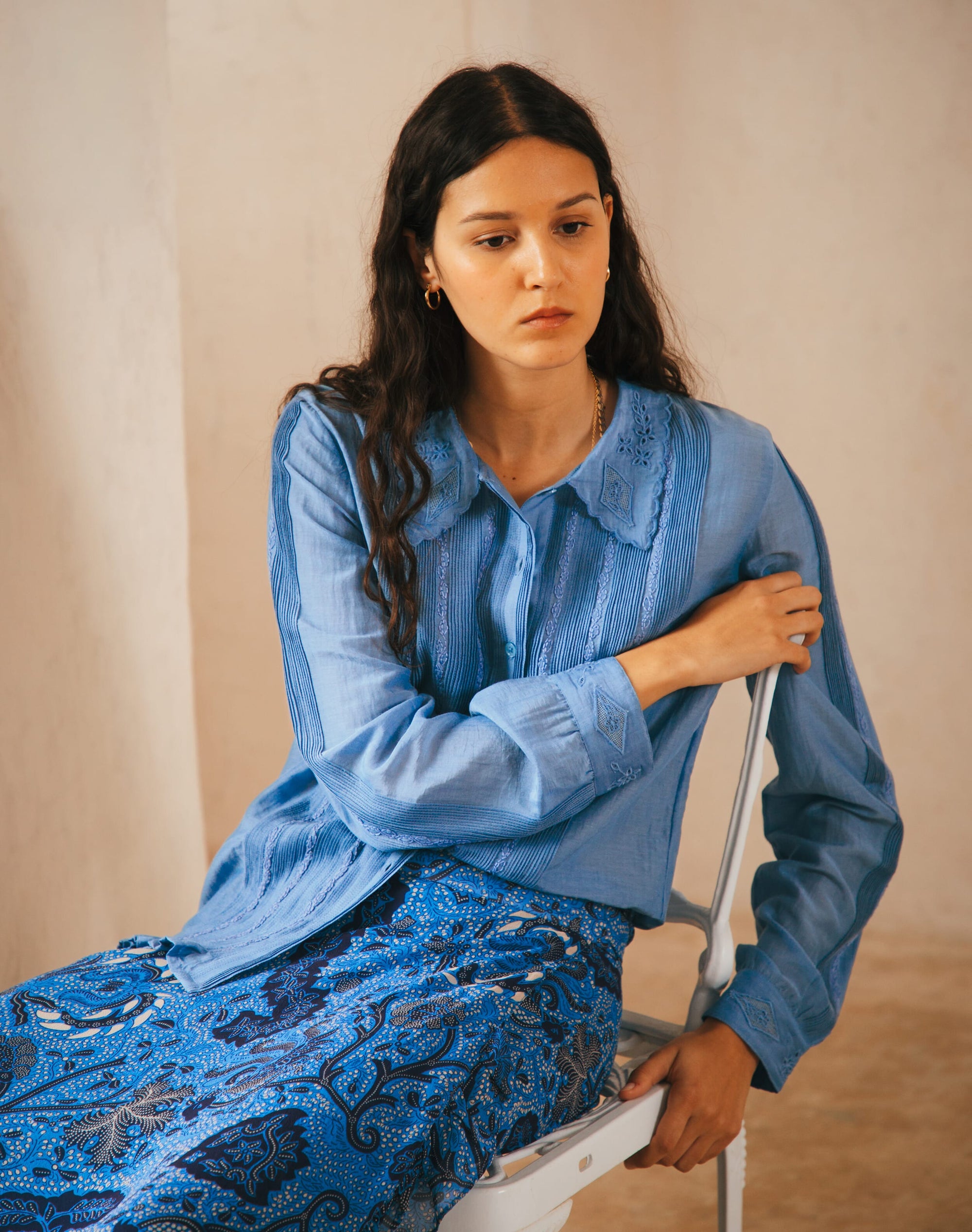 Silk Cotton Embroidered Blouse