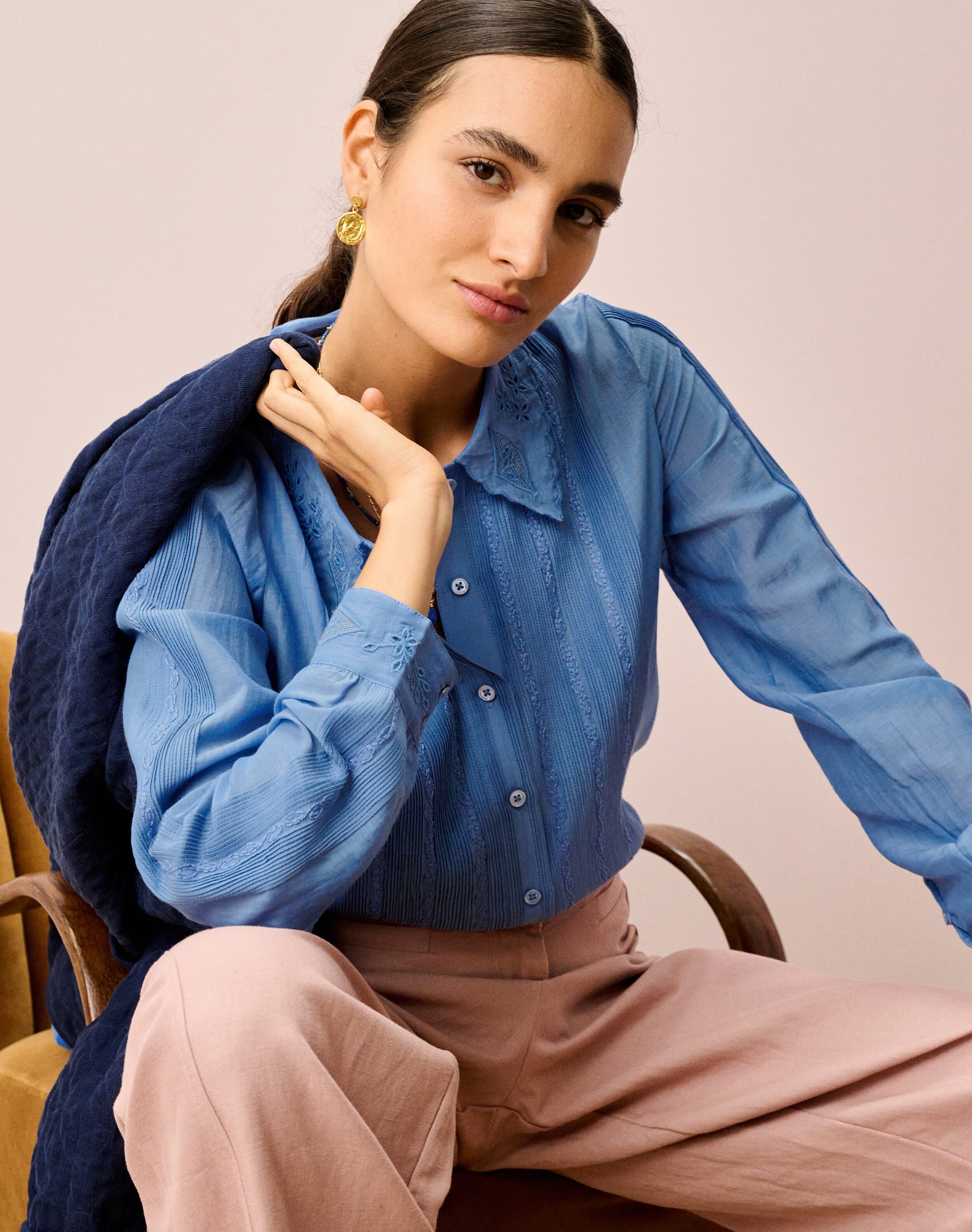Silk Cotton Embroidered Blouse