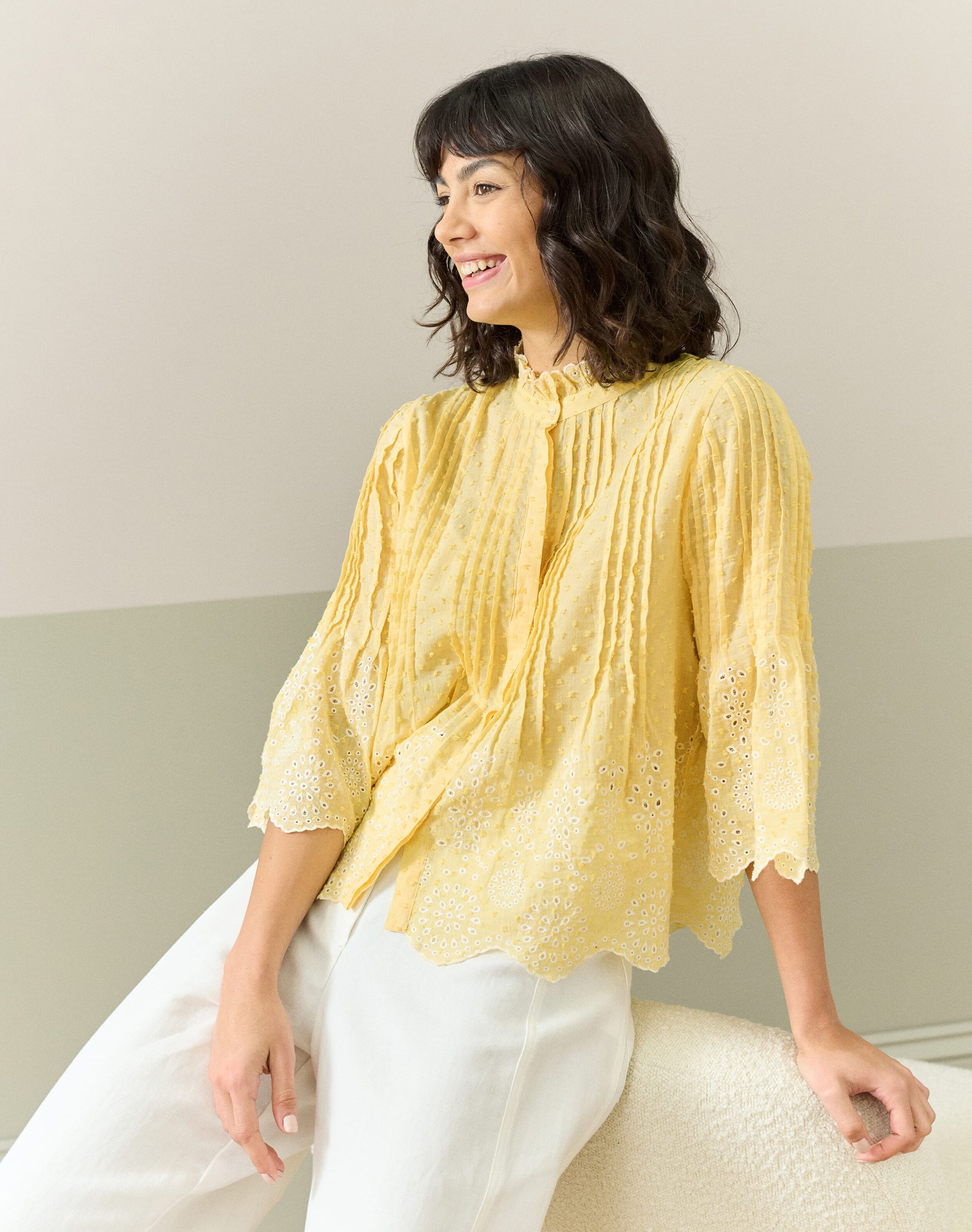 Organic Cotton Broderie Anglaise Blouse